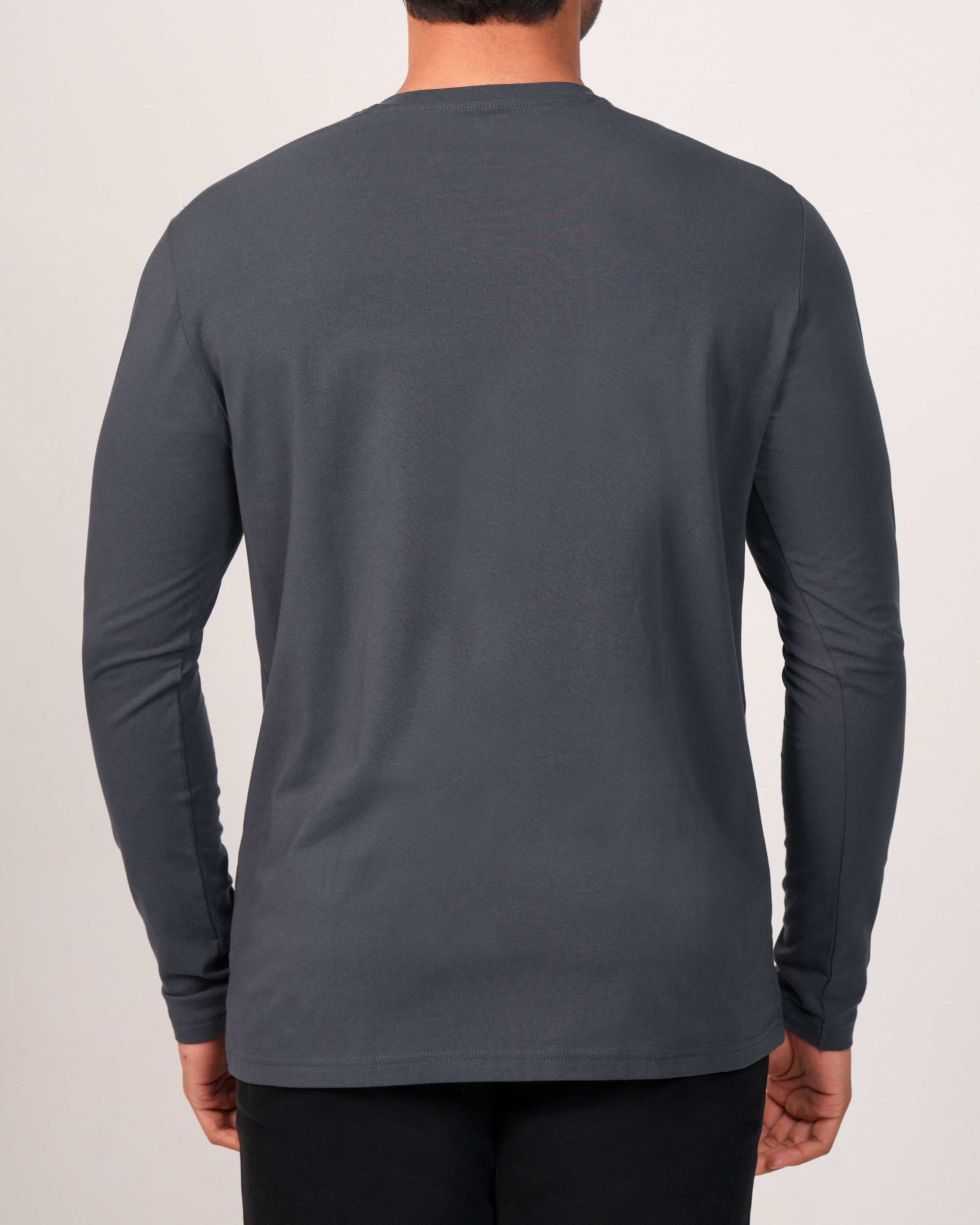 Emerald Crew Neck Plain Slim Fit-Steel Grey