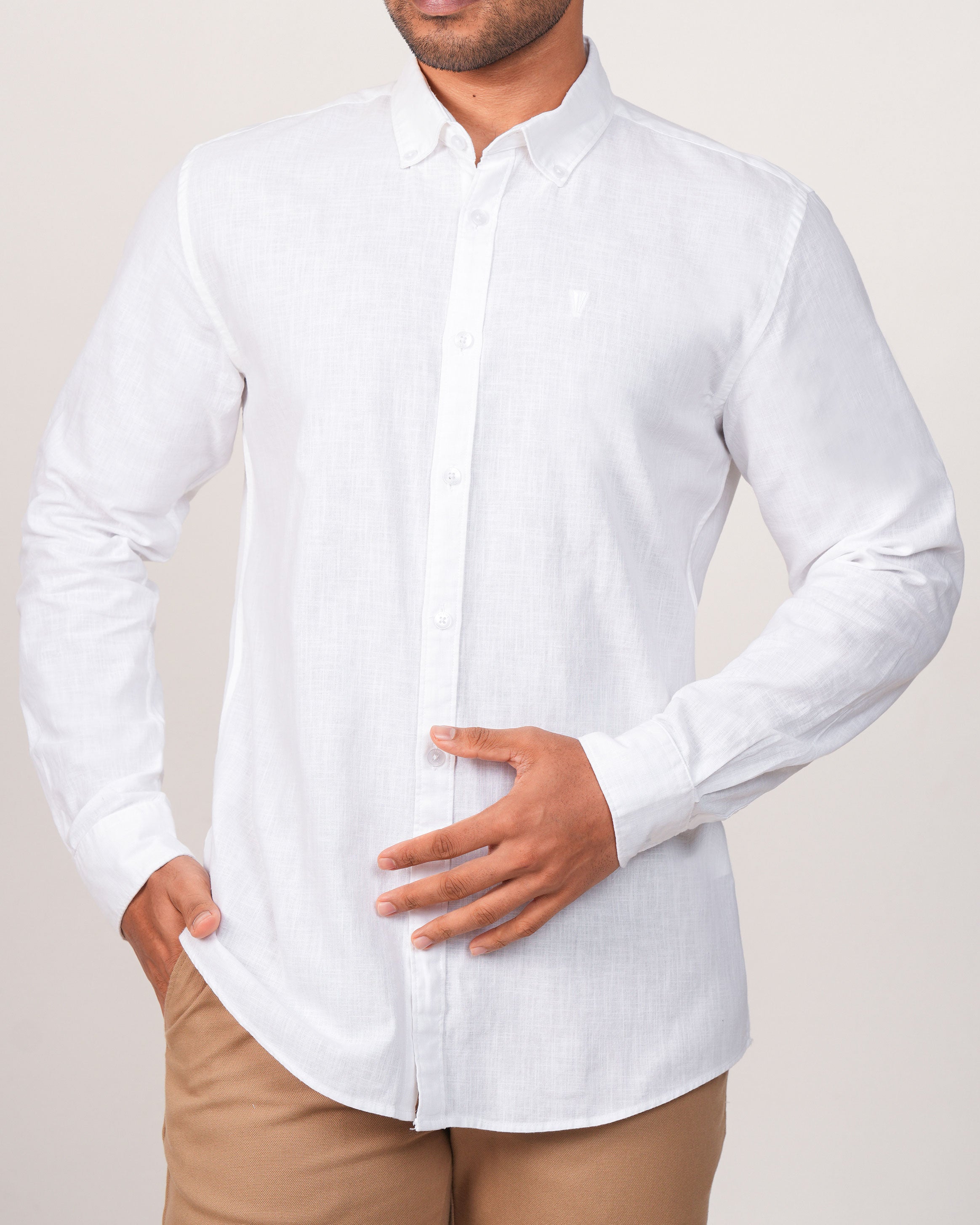 Emerald Active Plain Slim Fit-White