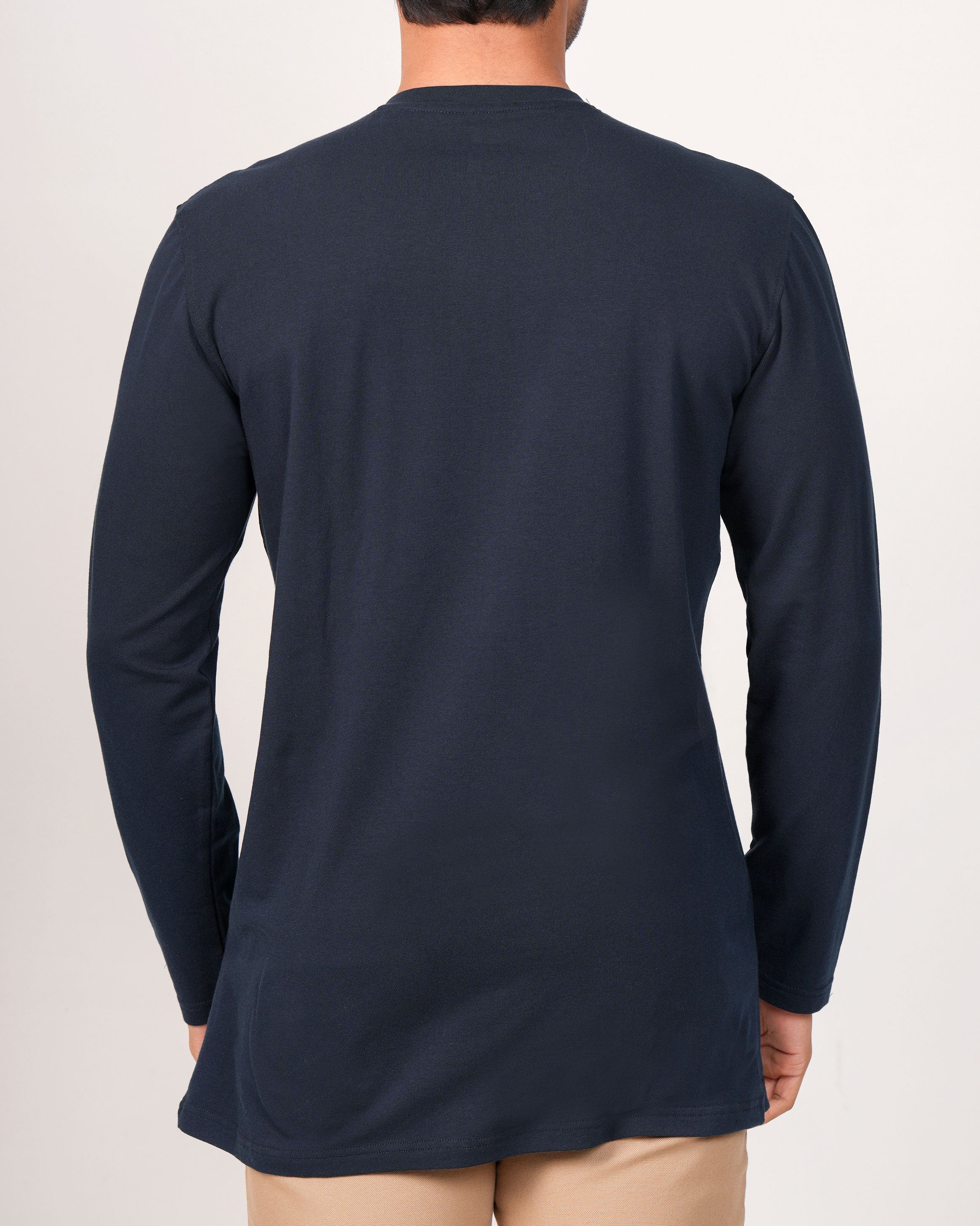 Emerald Henley Plain Slim Fit-Bleached Denim