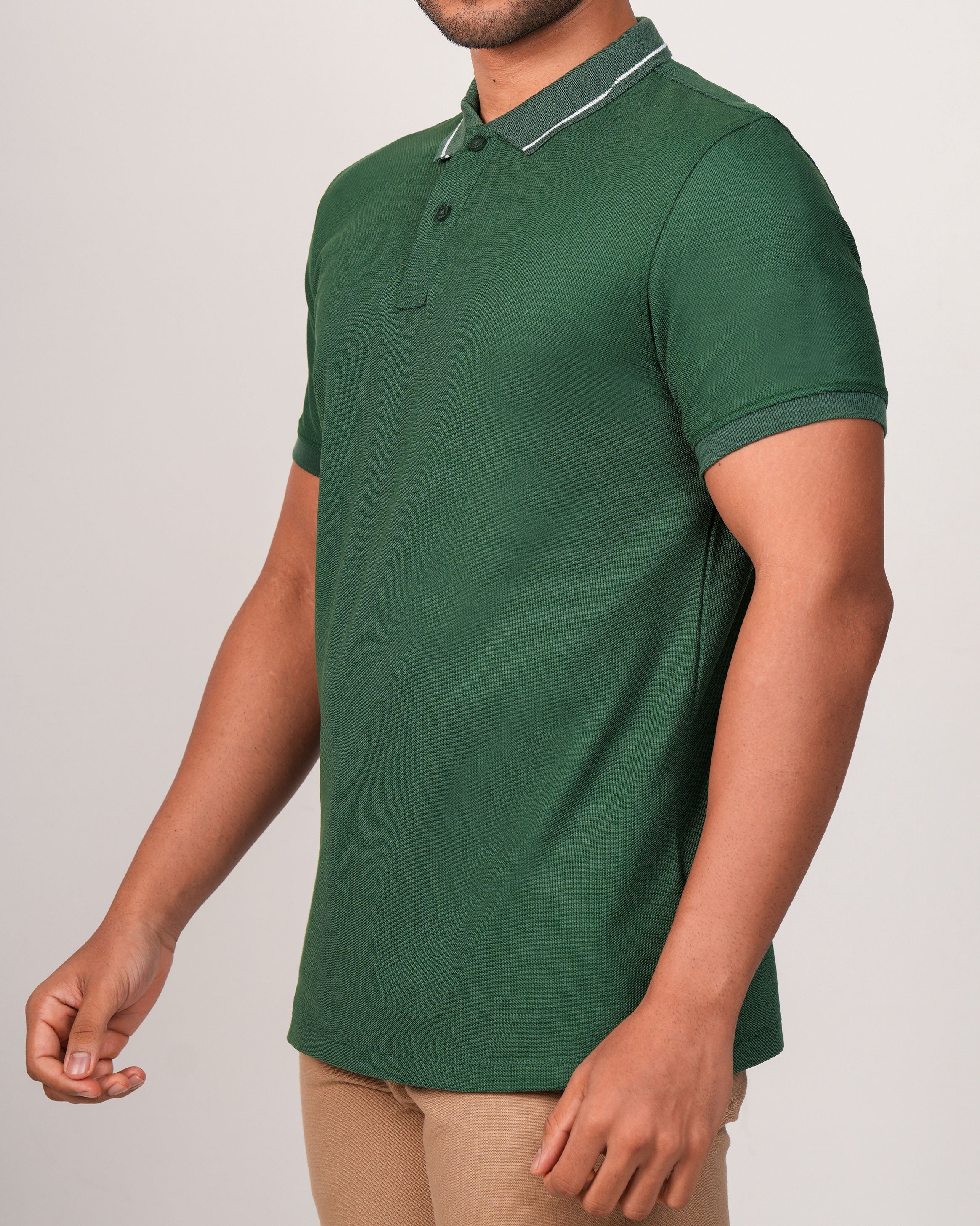 Emerald Polo Pique Solid Slim Fit-Posy Green