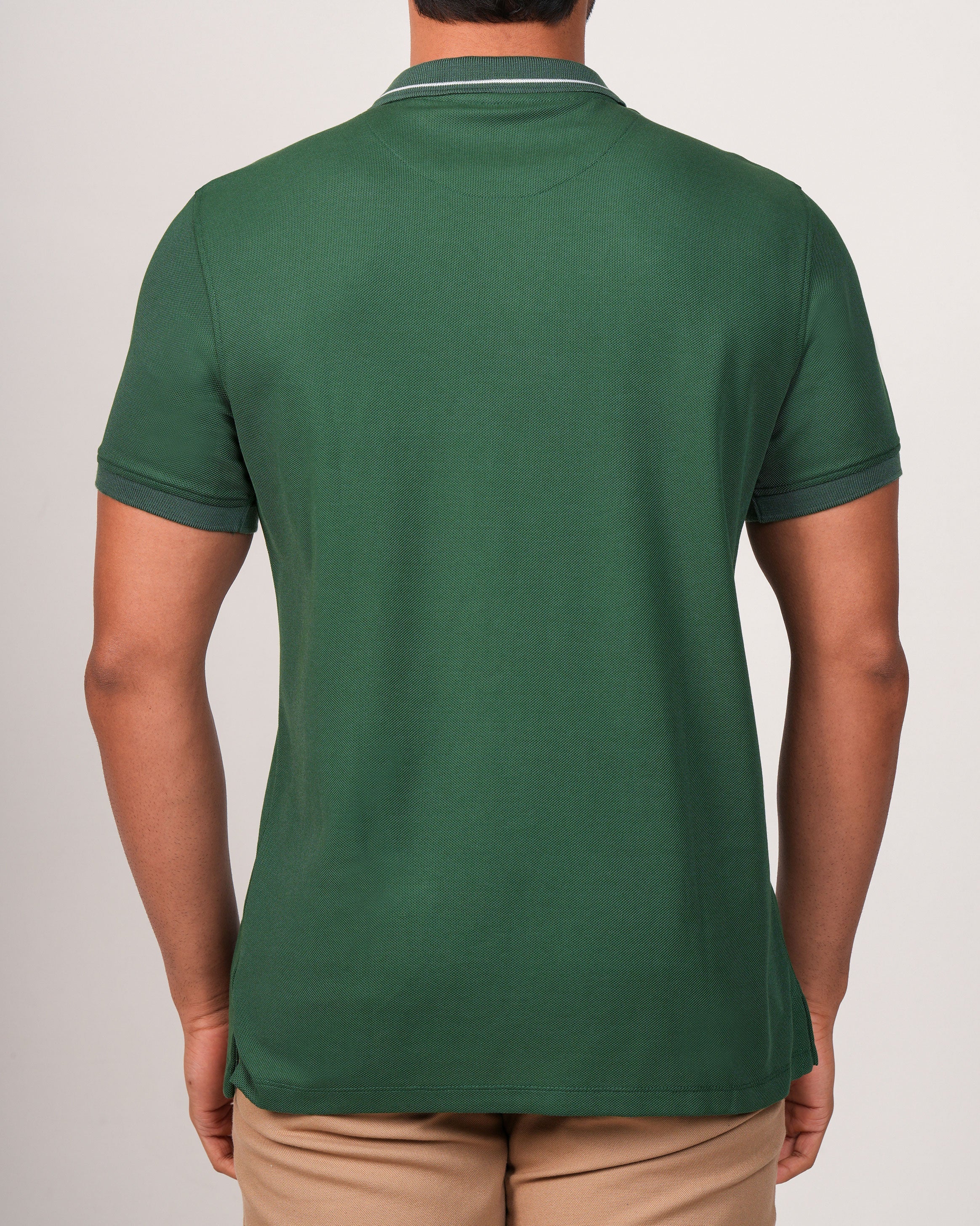 Emerald Polo Pique Solid Slim Fit-Posy Green