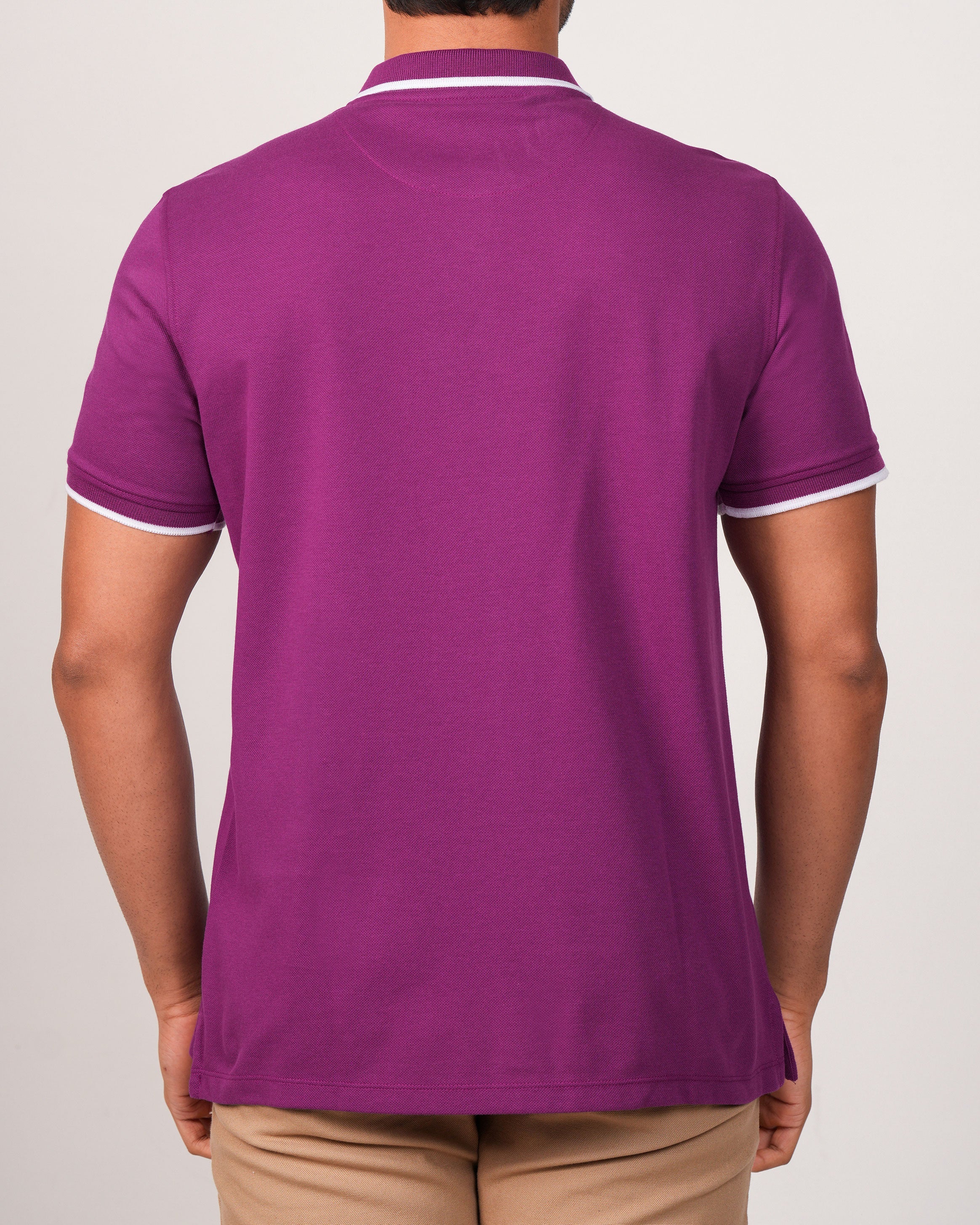 Emerald Polo Pique Solid Slim Fit-Magenta Purple