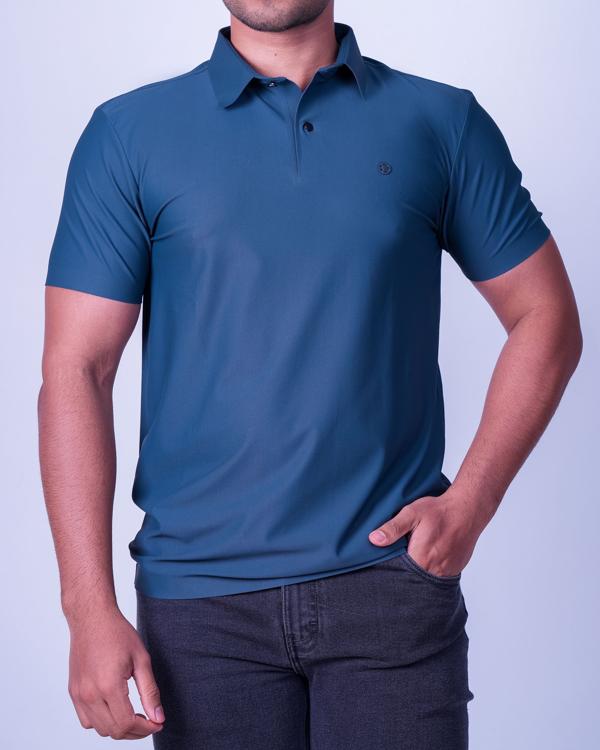 Emerald Polo Dobby Slim Fit - Mallard Blue