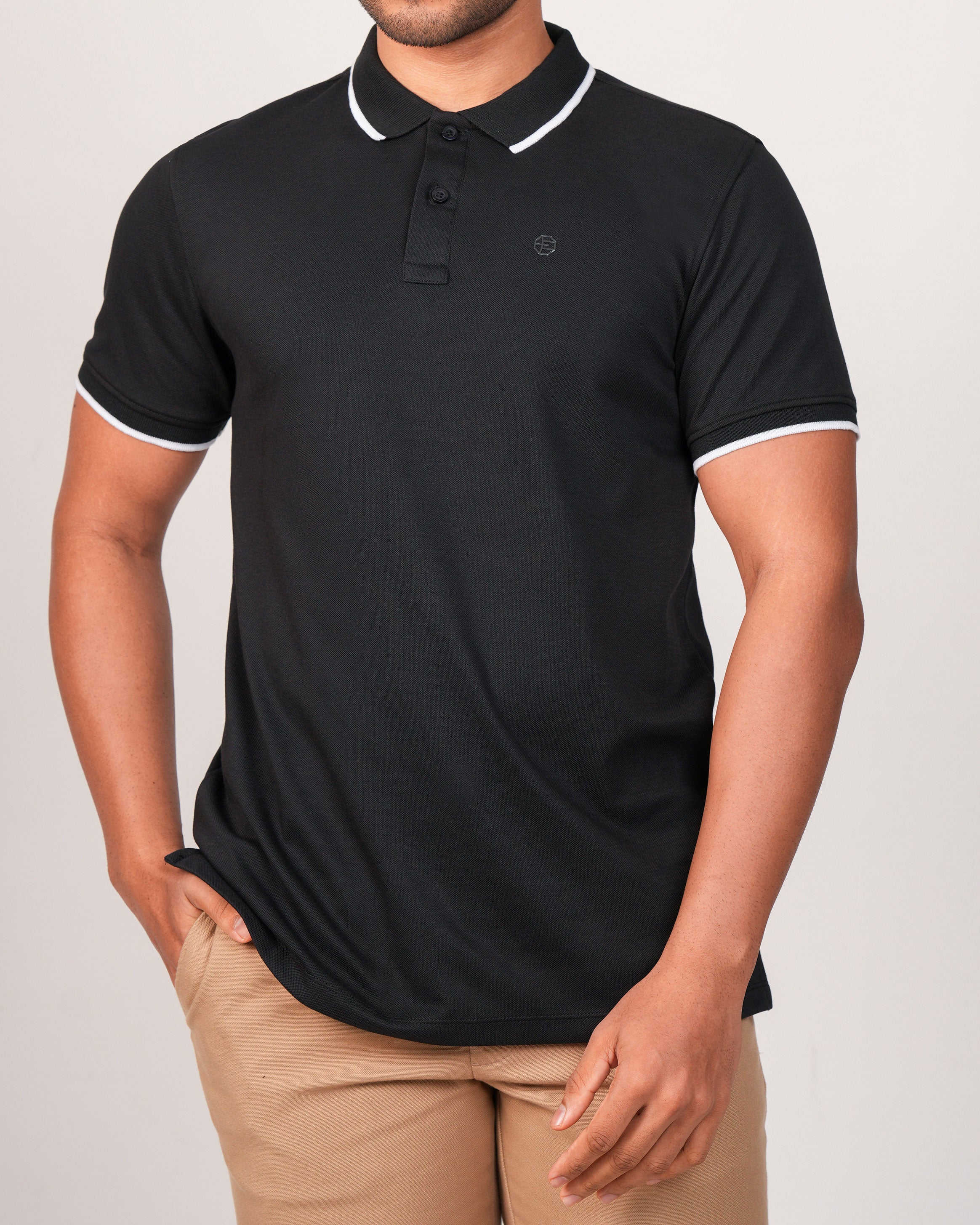 Emerald Polo Pique Solid Slim Fit-Ebony