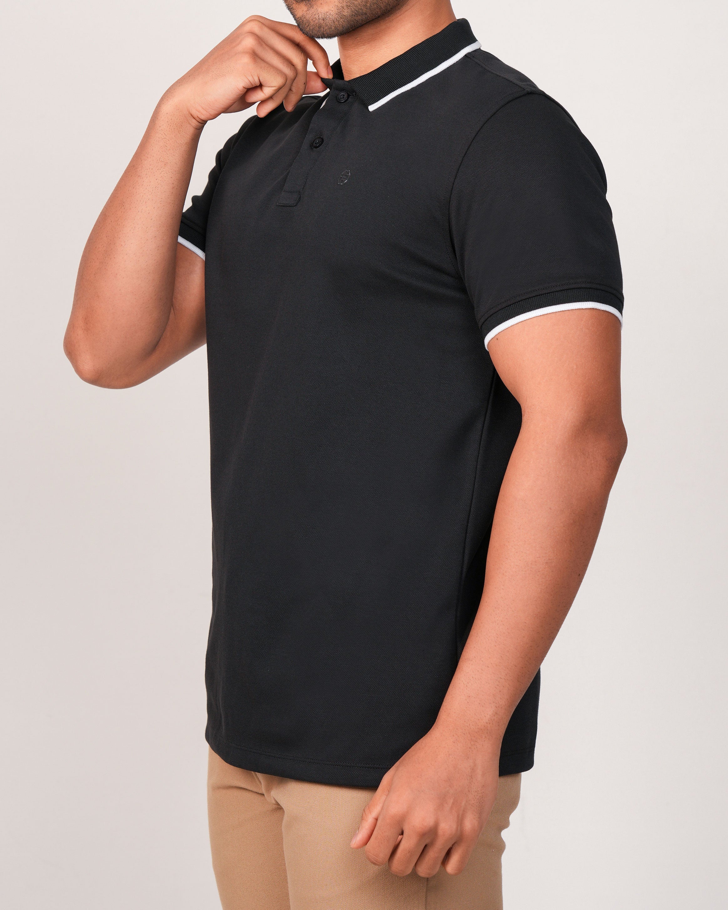 Emerald Polo Pique Solid Slim Fit-Ebony