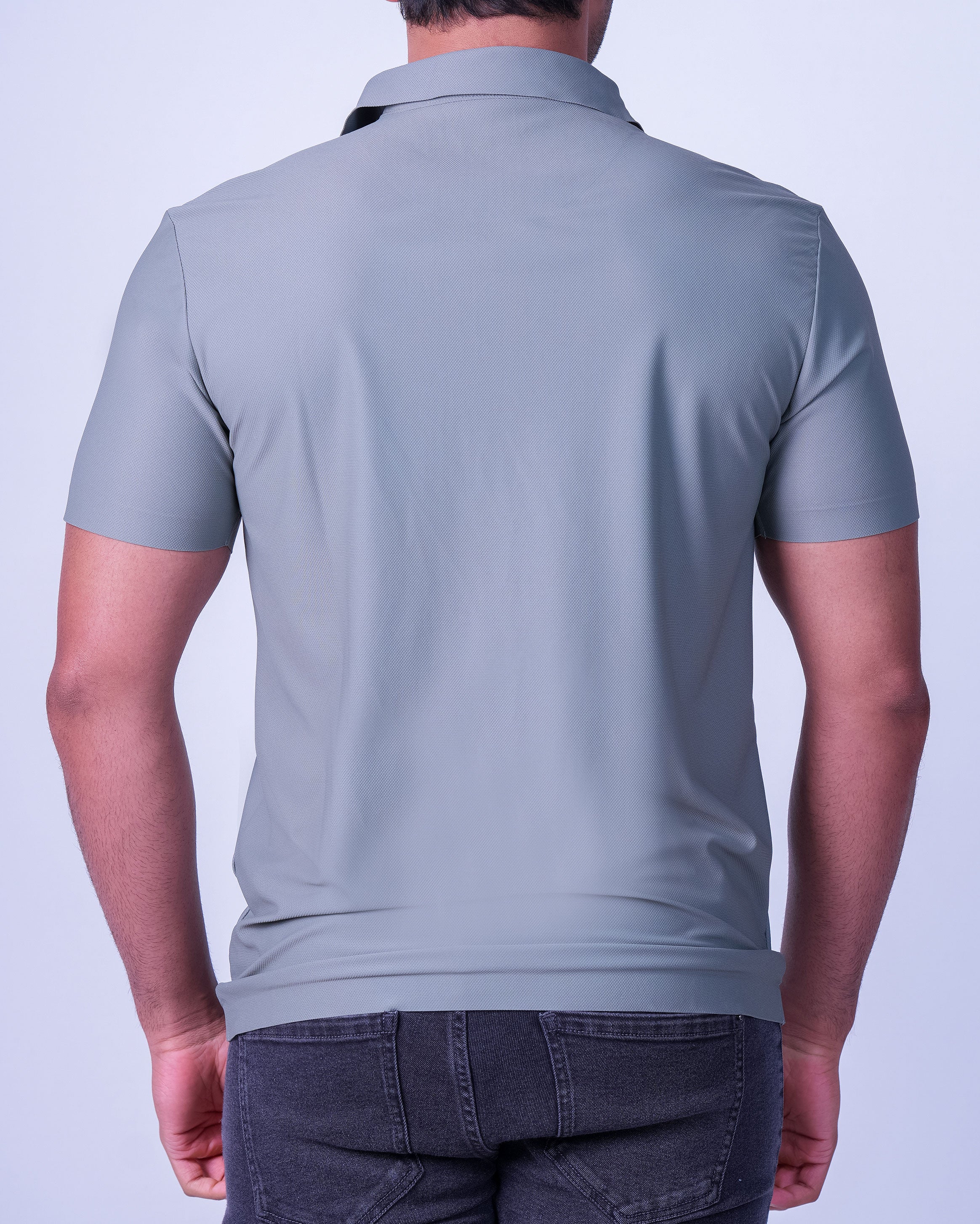 Emerald Polo Dobby Slim Fit - Castor Gray