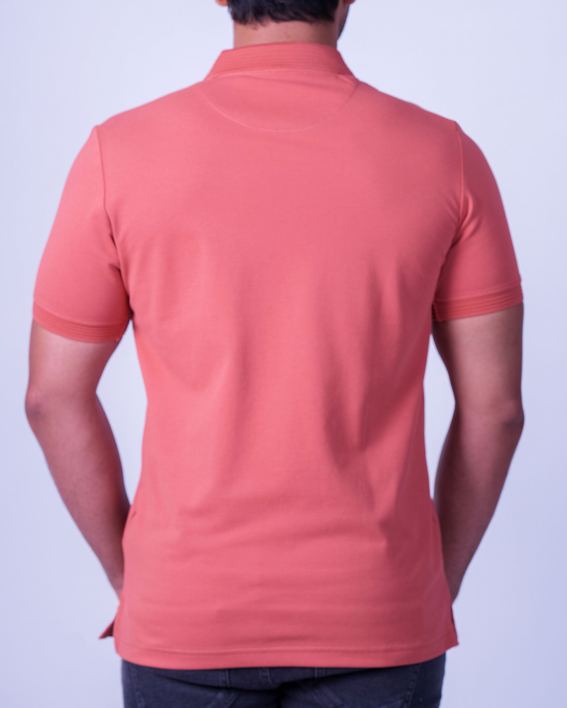 Emerald Polo Plain Slim Fit - Apricot Orange