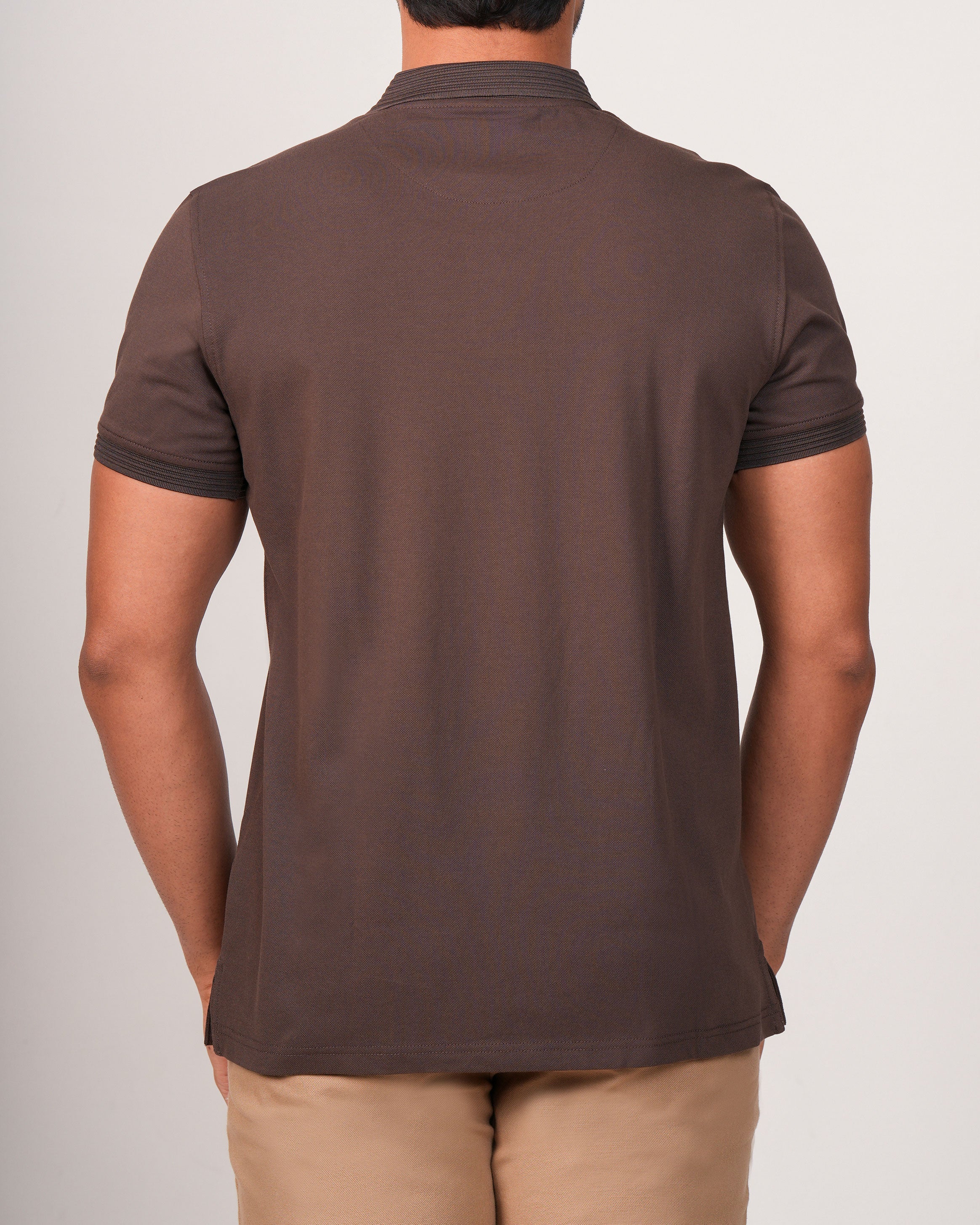 Emerald Polo Plain Slim Fit-Tobacco Brown