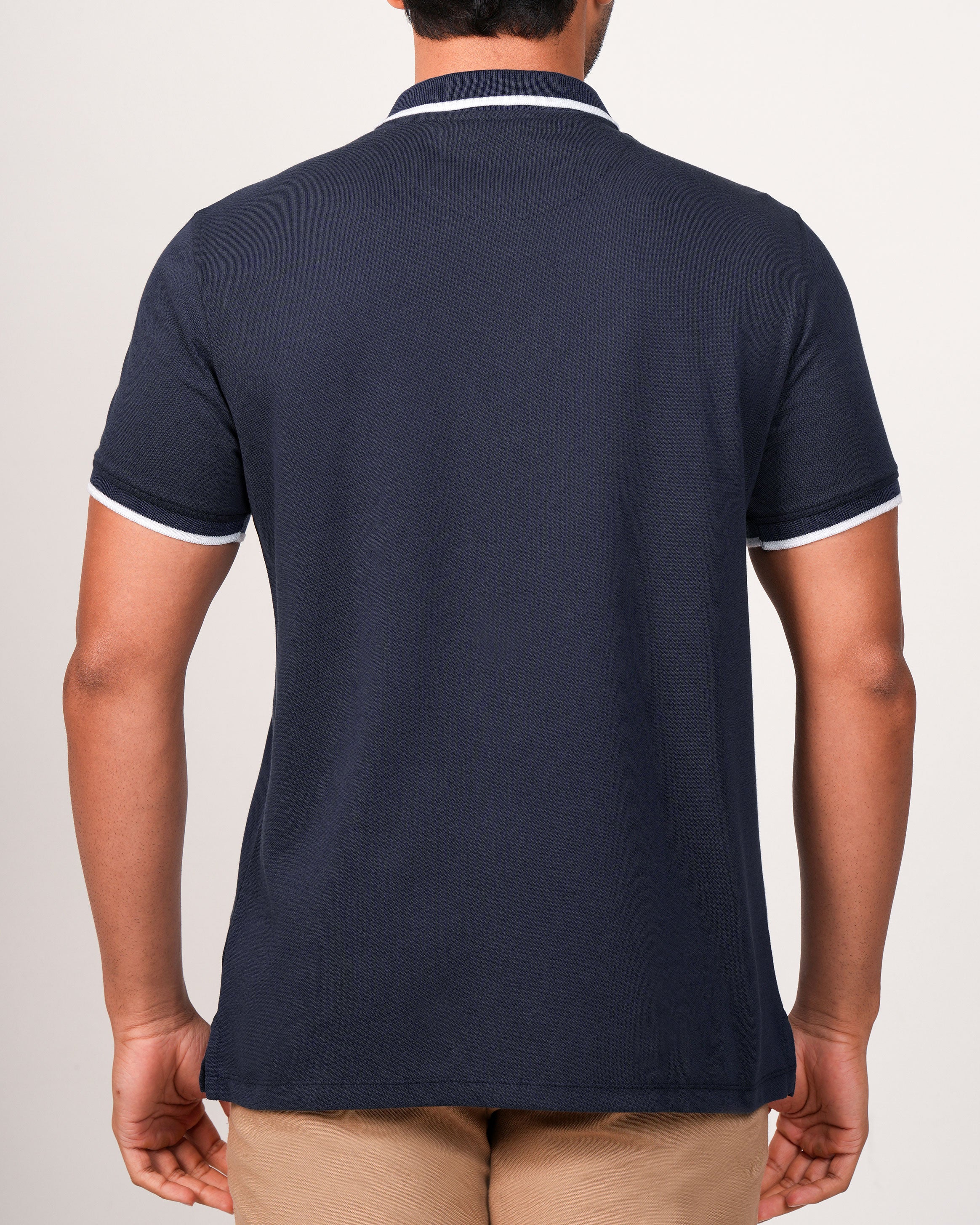 Emerald Polo Pique Solid Slim Fit-Blue Depths