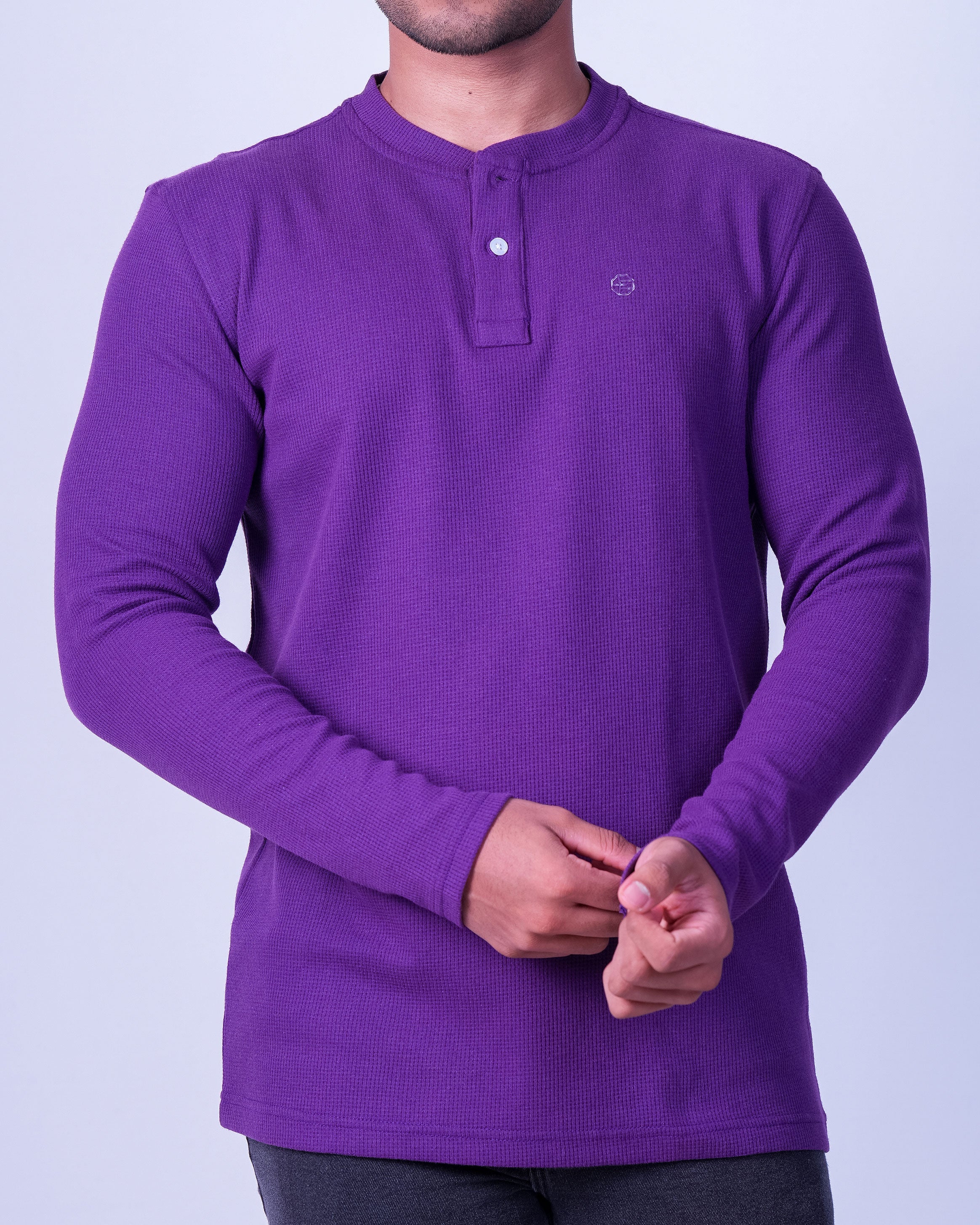 Emerald Henley Dobby Slim Fit - Deep Lavender
