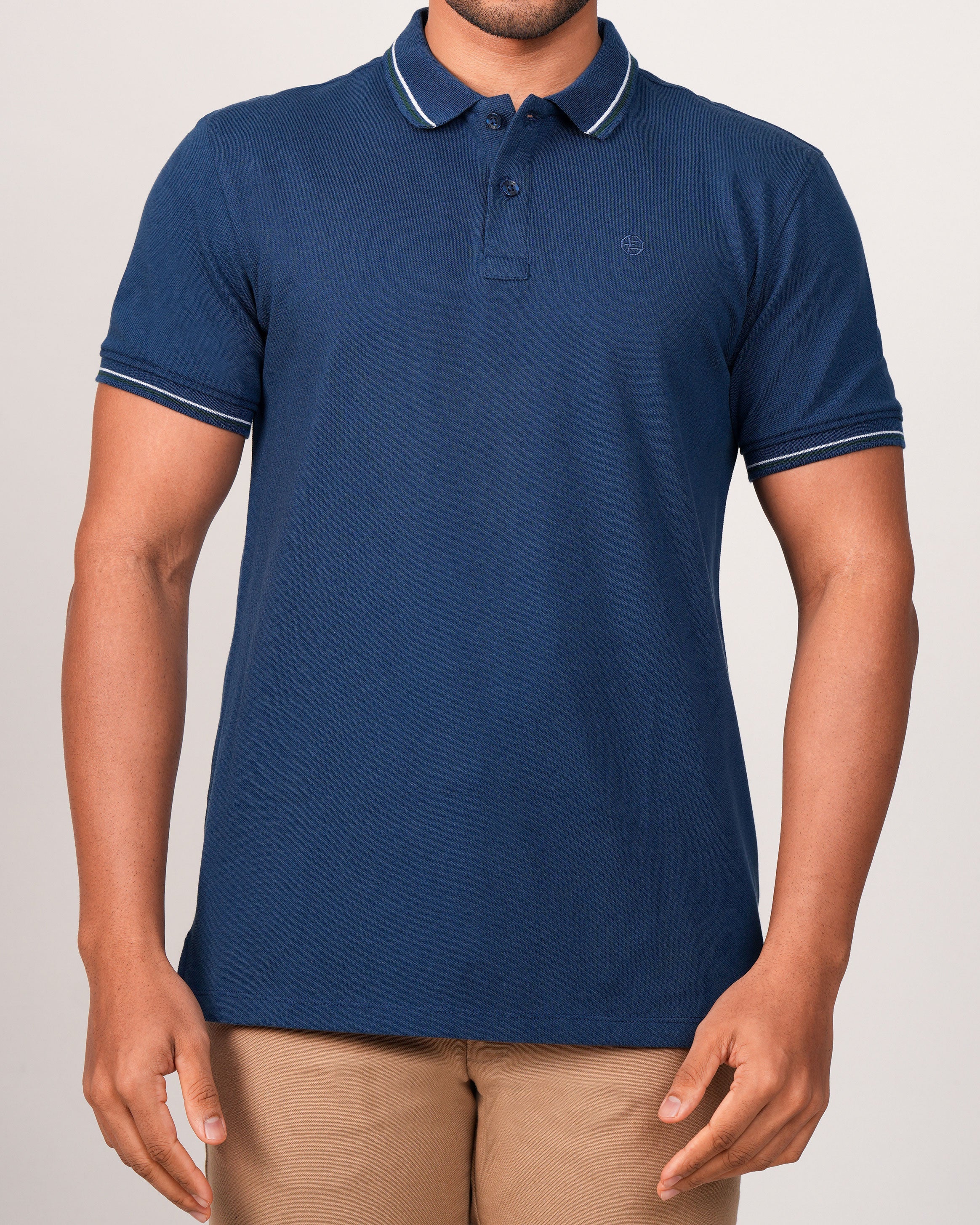 Emerald Plain Polo-Moroccan Blue