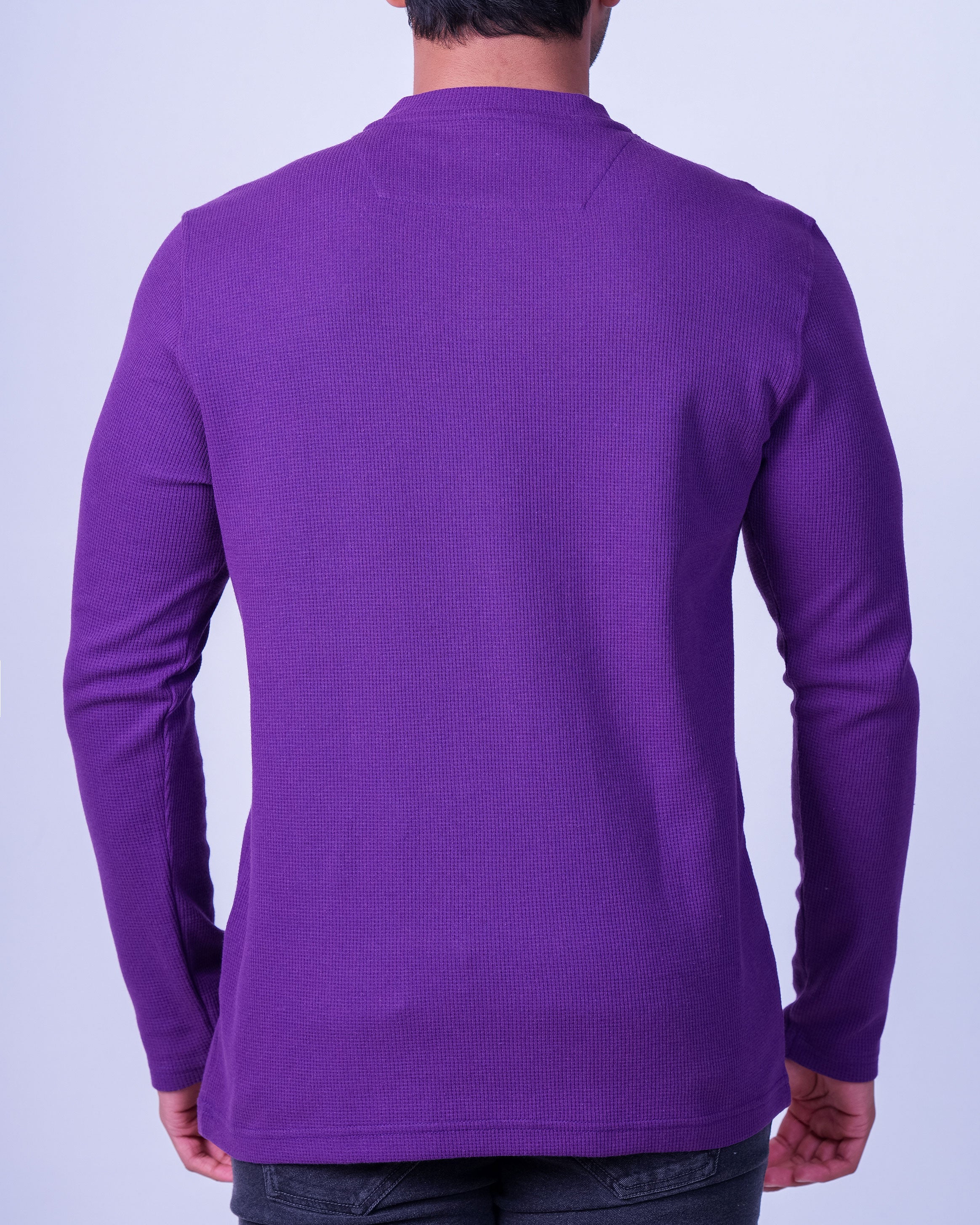 Emerald Henley Dobby Slim Fit - Deep Lavender