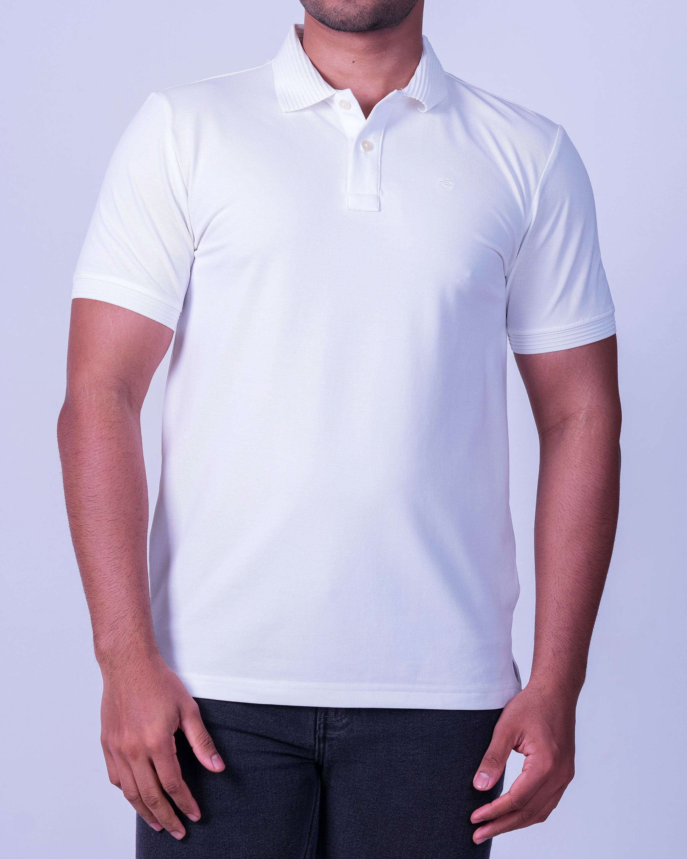 Emerald Polo Plain Slim Fit - White