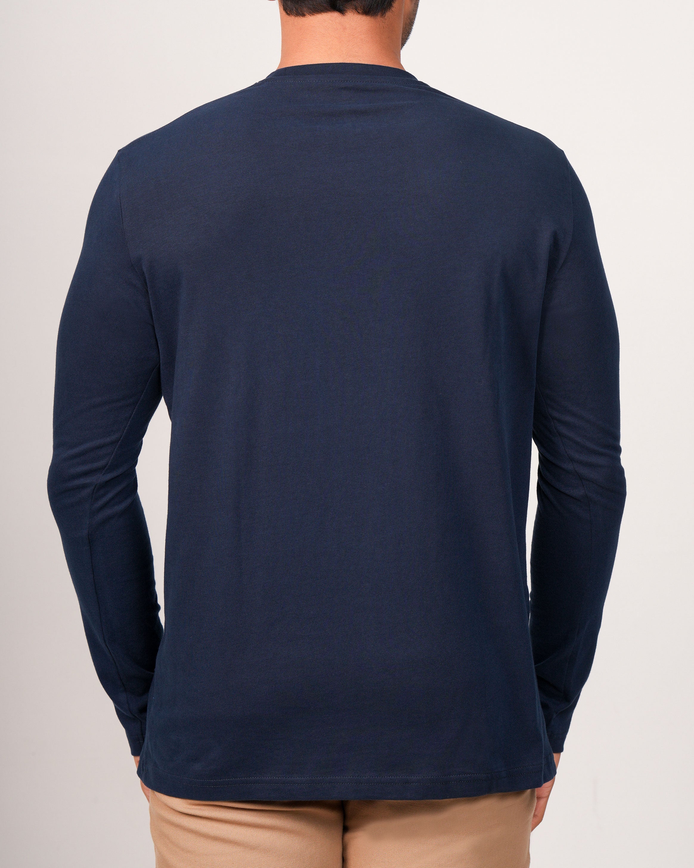 Emerald Crew Neck Plain Slim Fit-Blue Depths