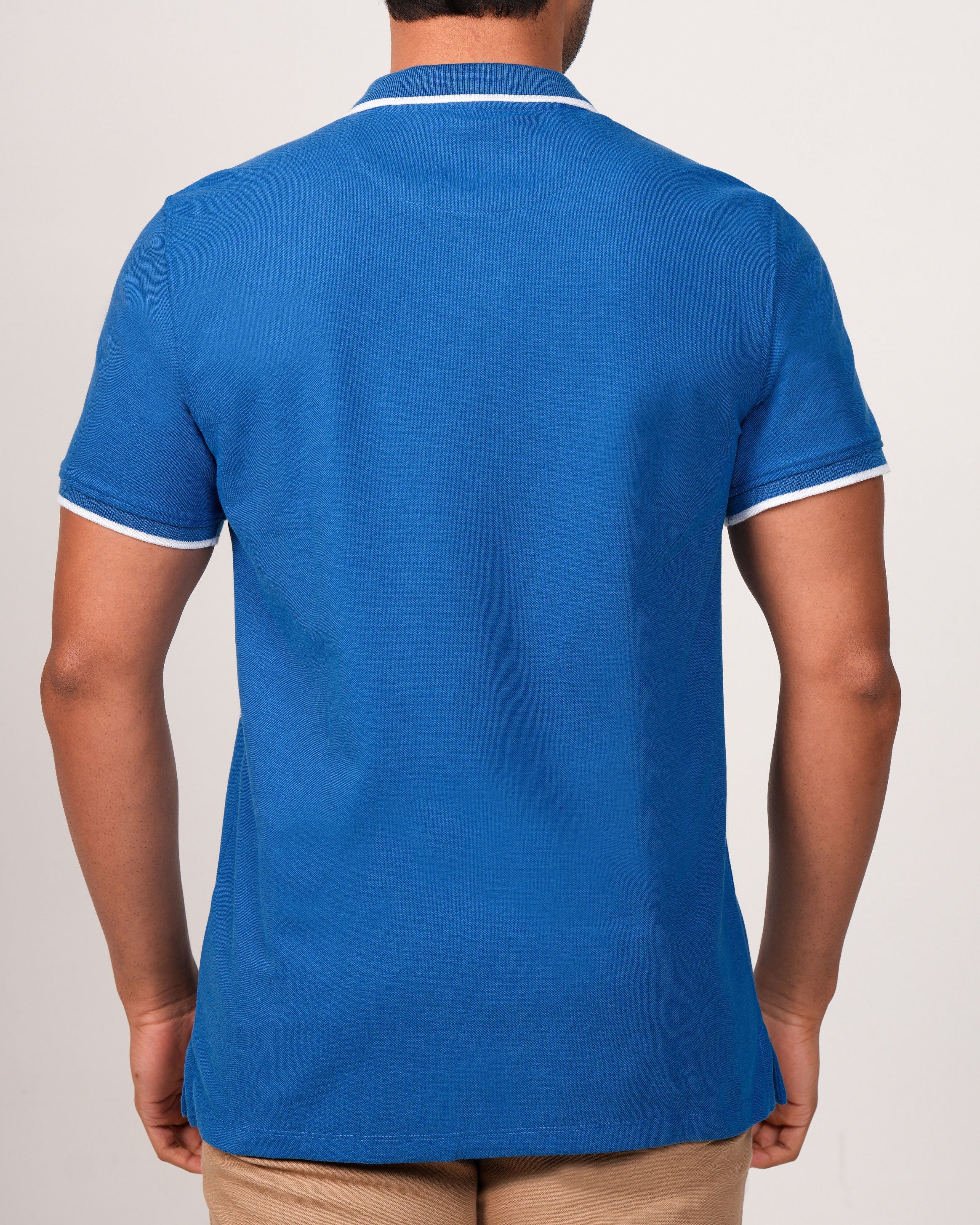 Emerald Polo Pique Solid Slim Fit-Estate Blue