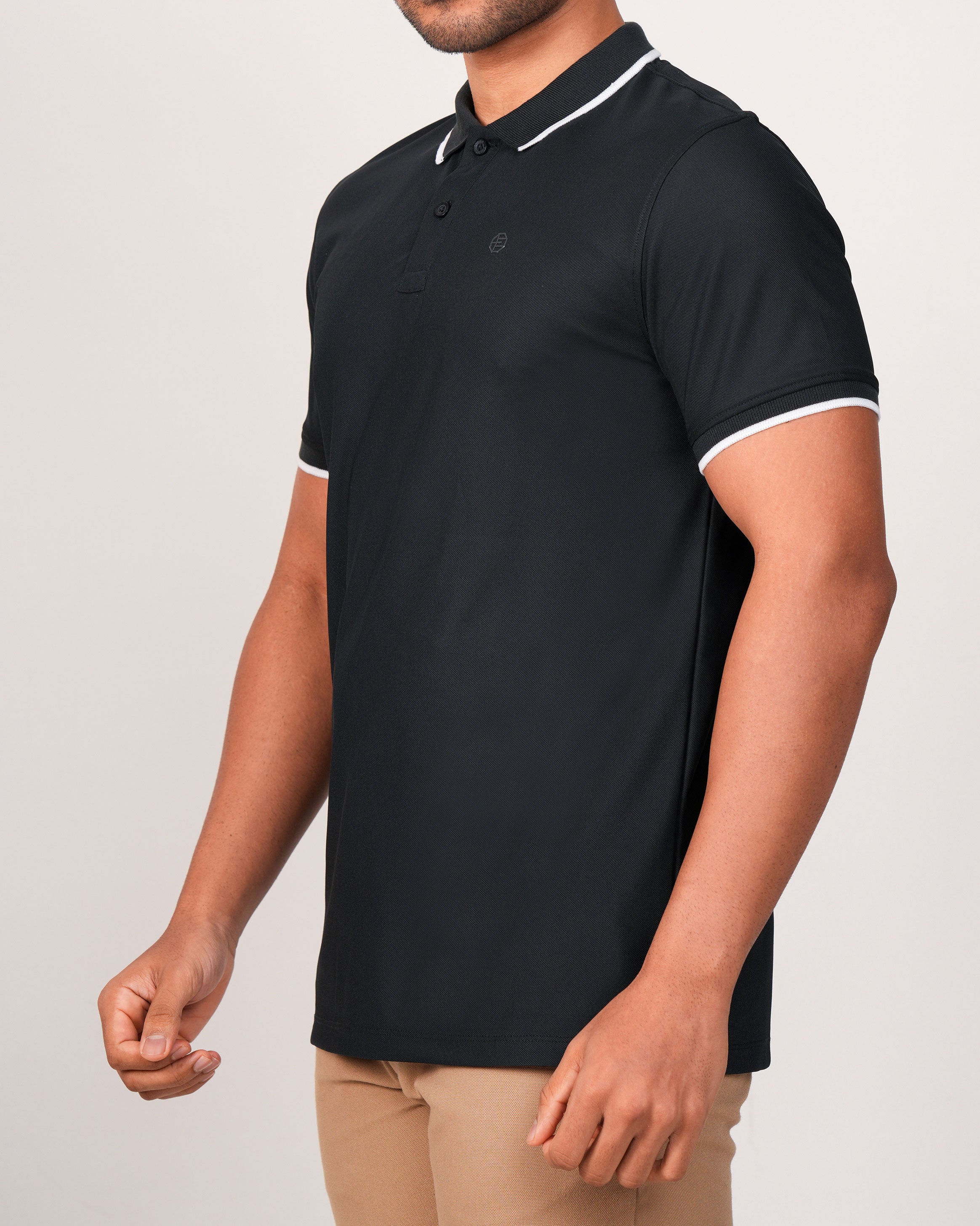 Emerald Polo Pique Solid Slim Fit-Jet Black