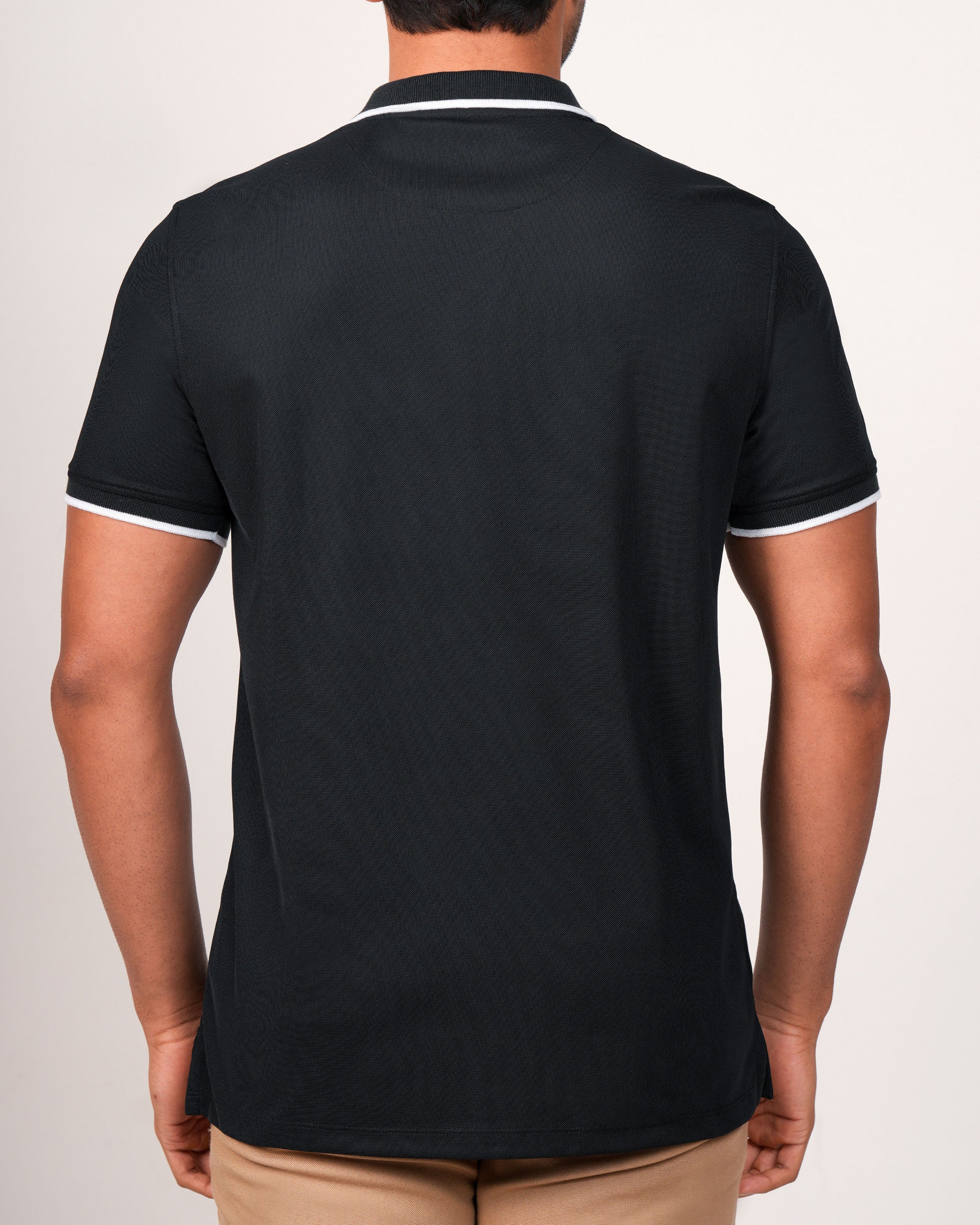 Emerald Polo Pique Solid Slim Fit-Jet Black