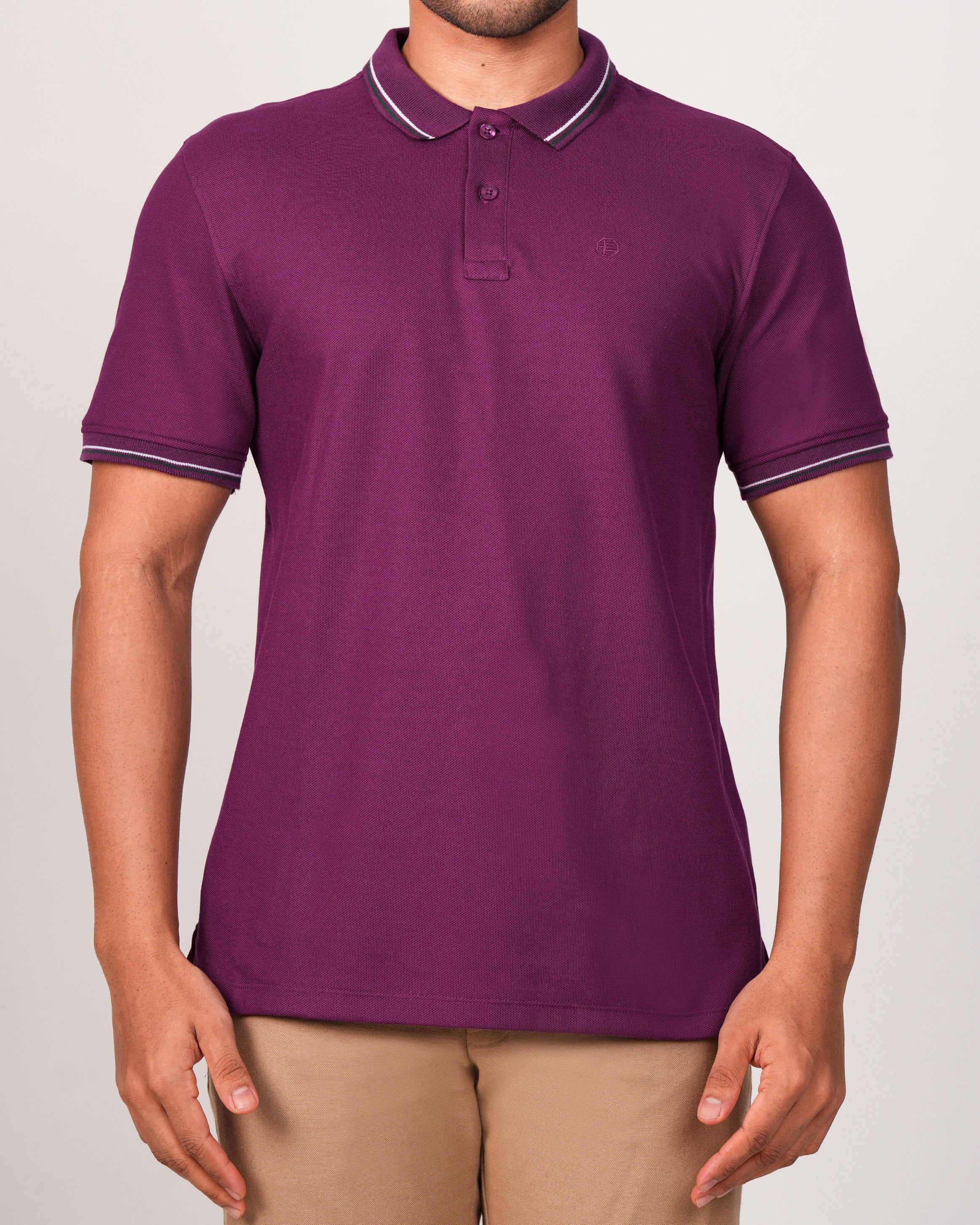Emerald Plain Polo-Dark Purple