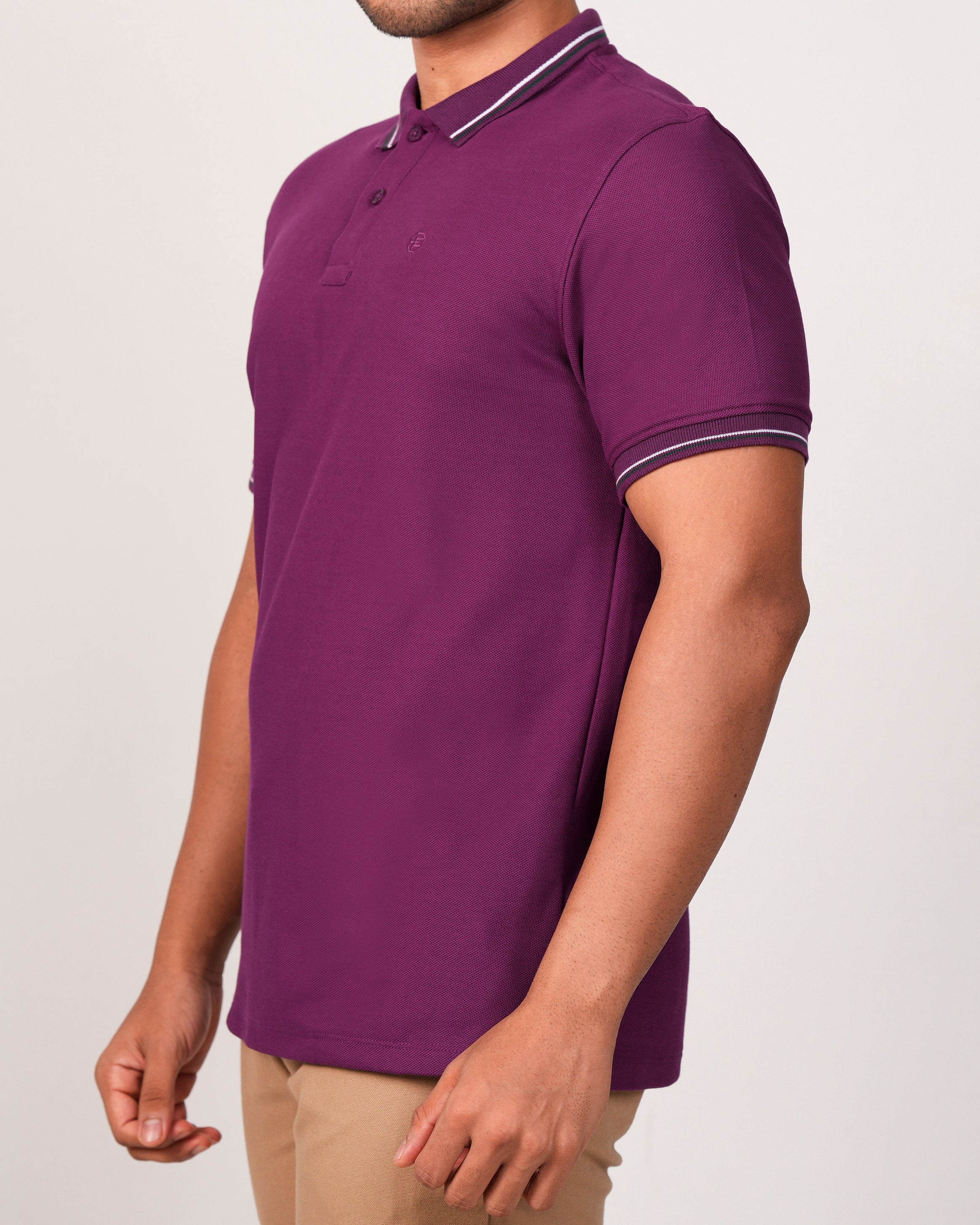 Emerald Plain Polo-Dark Purple