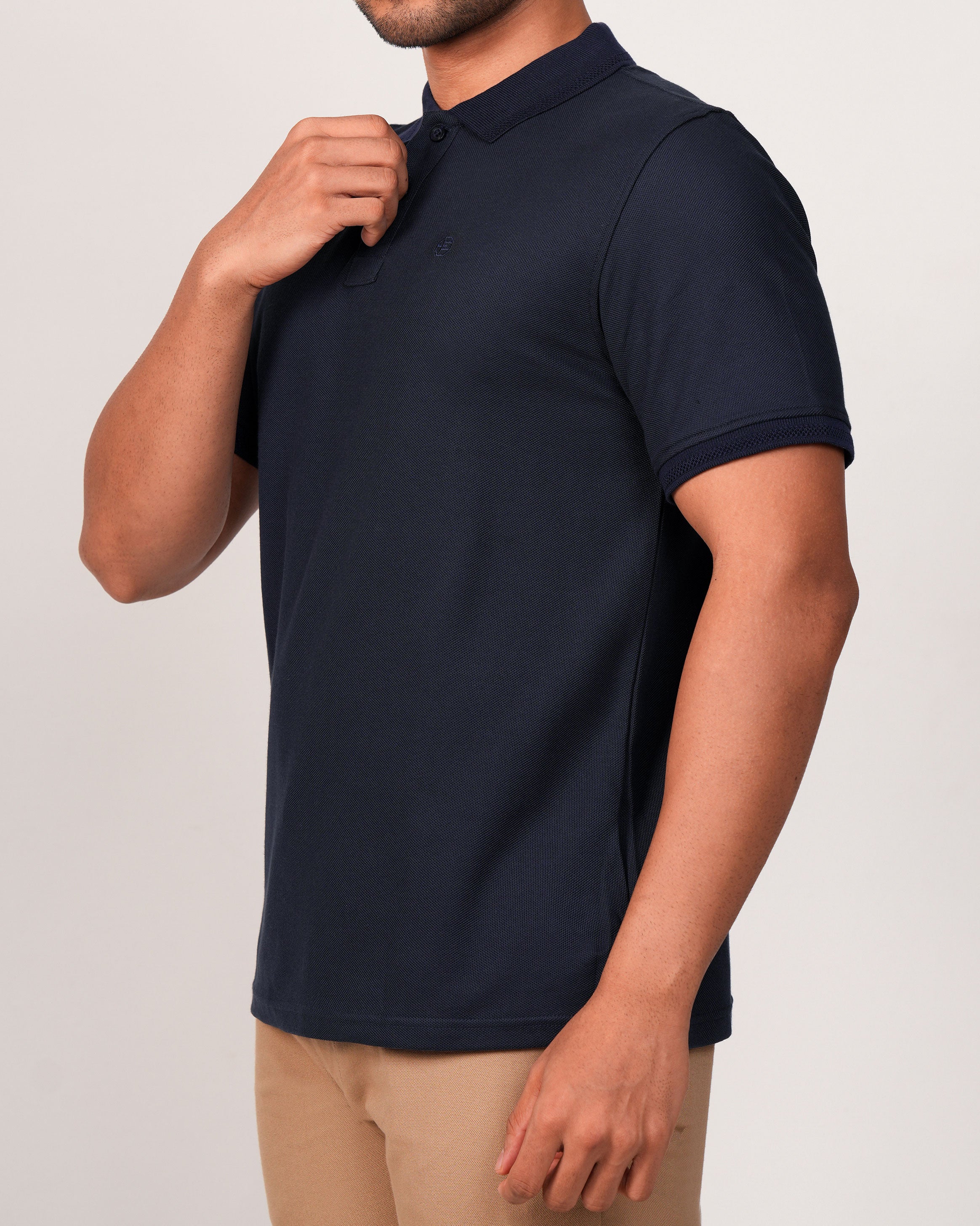 Emerald Polo Pique Solid Slim Fit-Navy