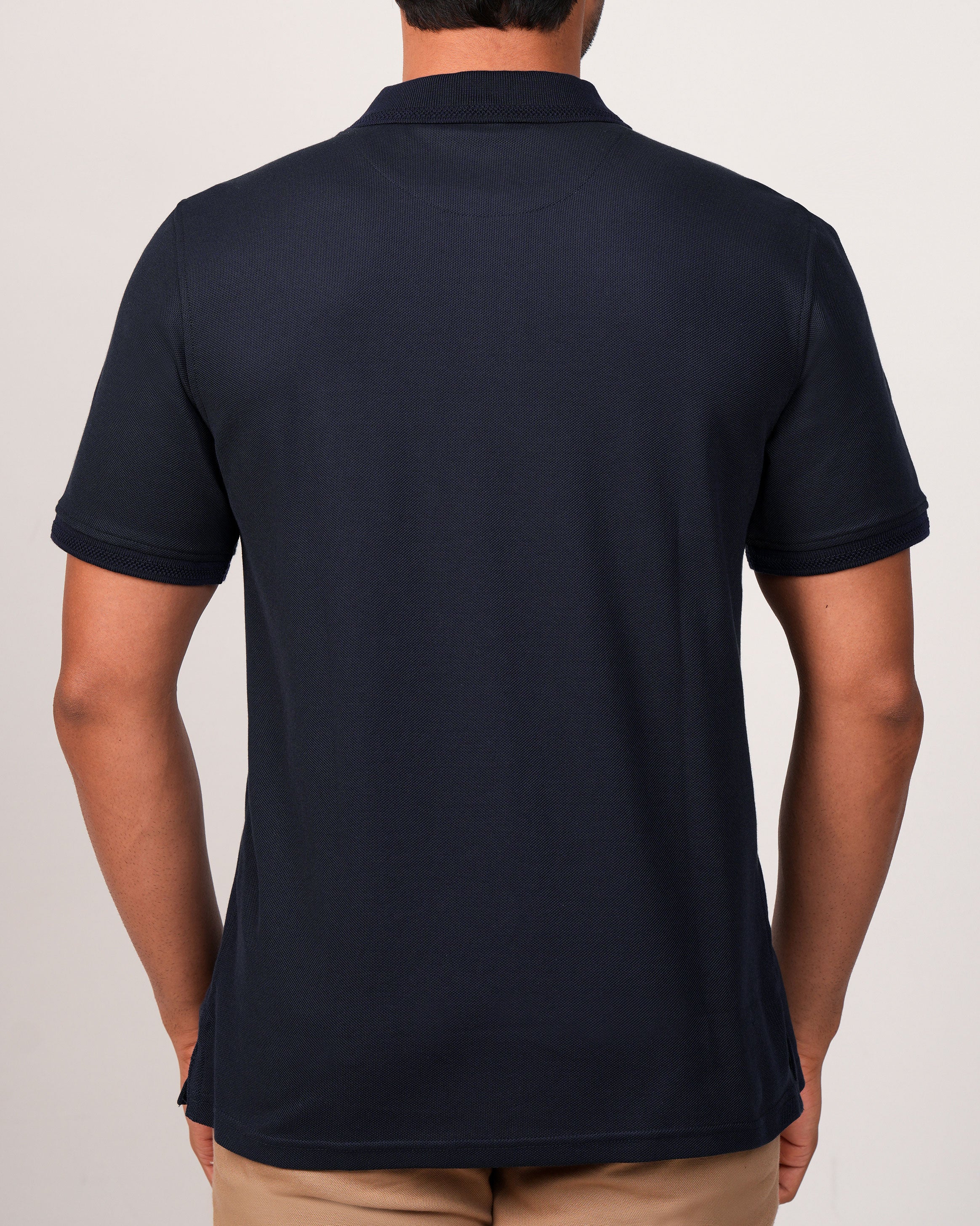 Emerald Polo Pique Solid Slim Fit-Navy