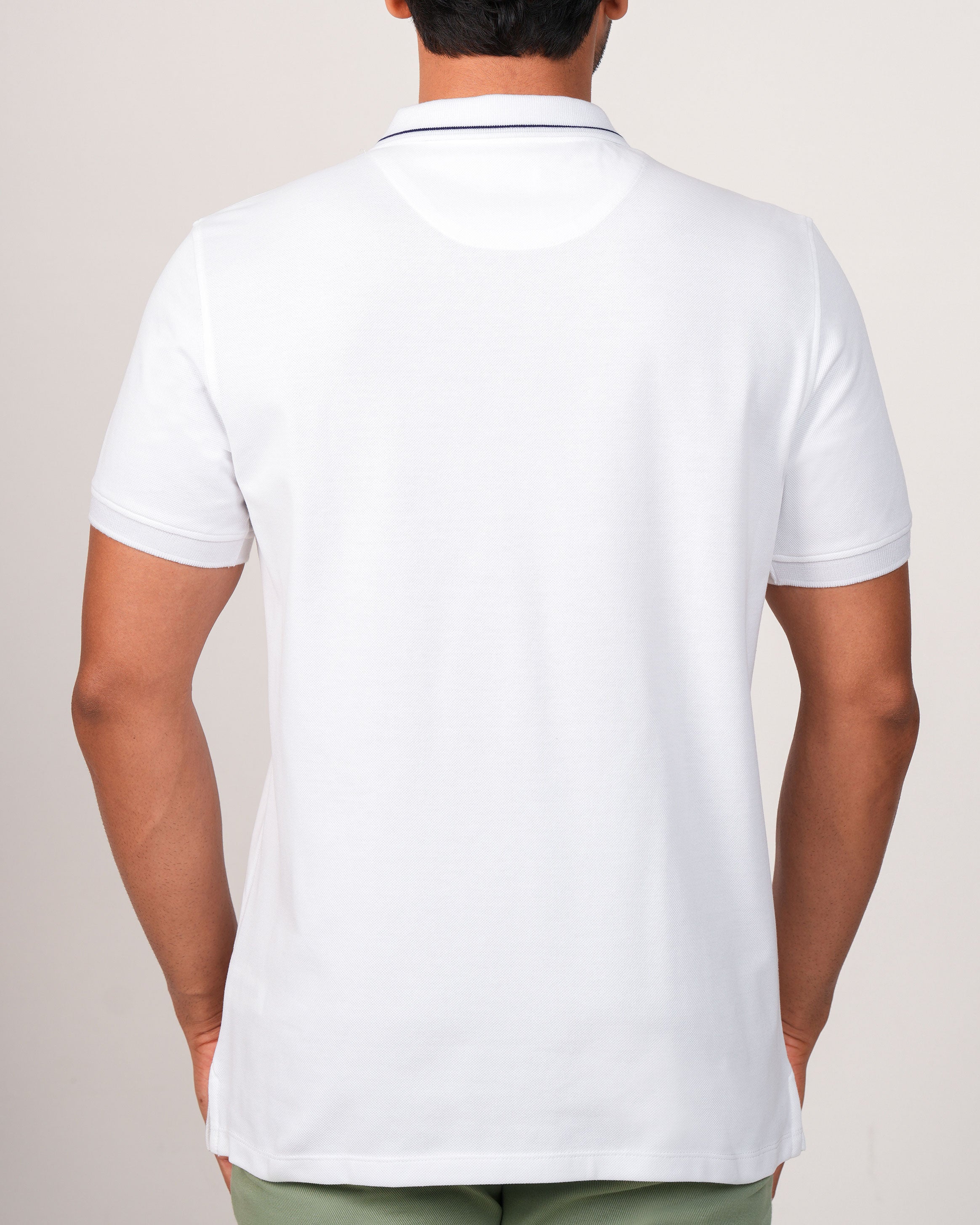 Emerald Polo Pique Solid Slim Fit-White