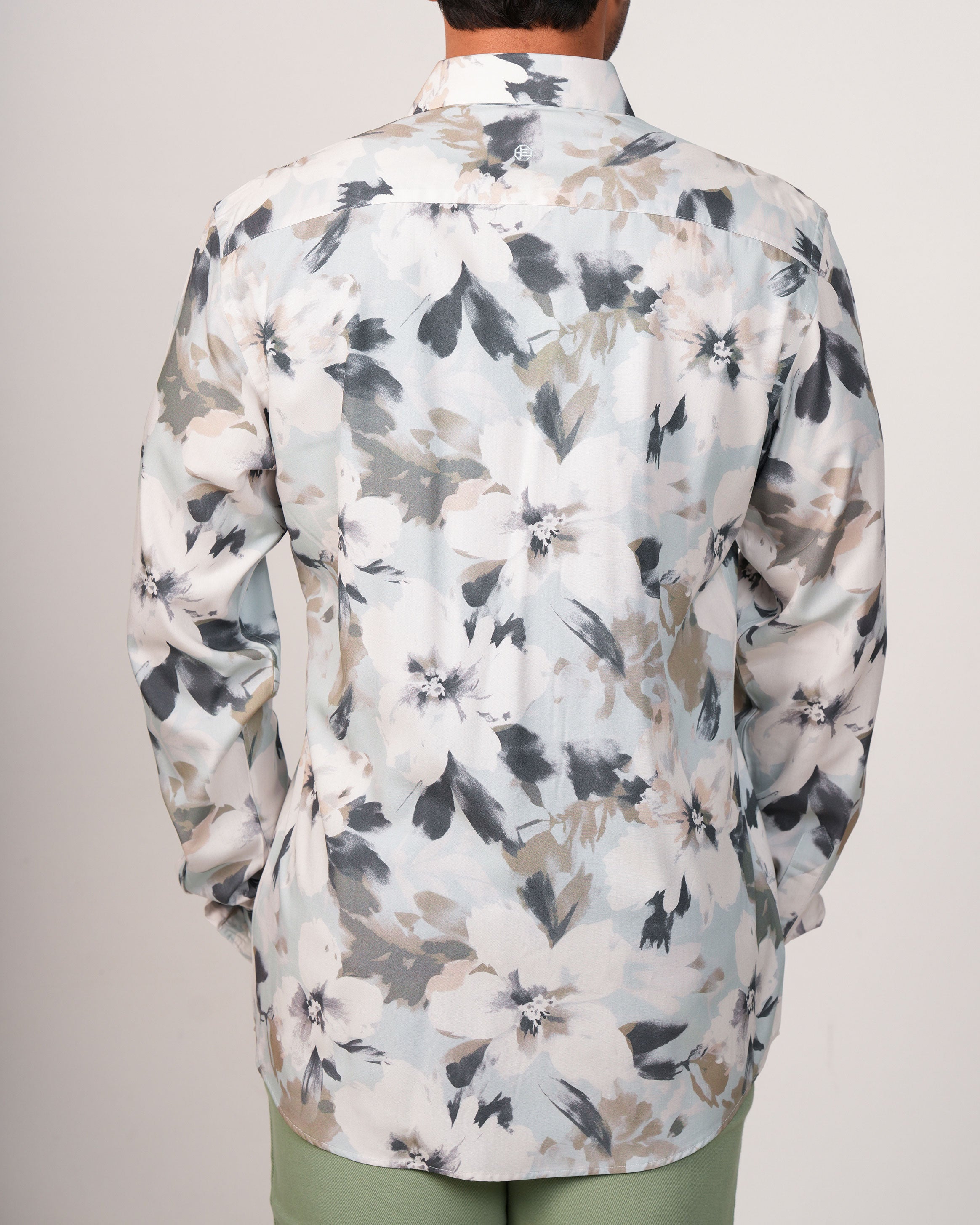 Emerald Casual printed Slim Fit-Charcoal