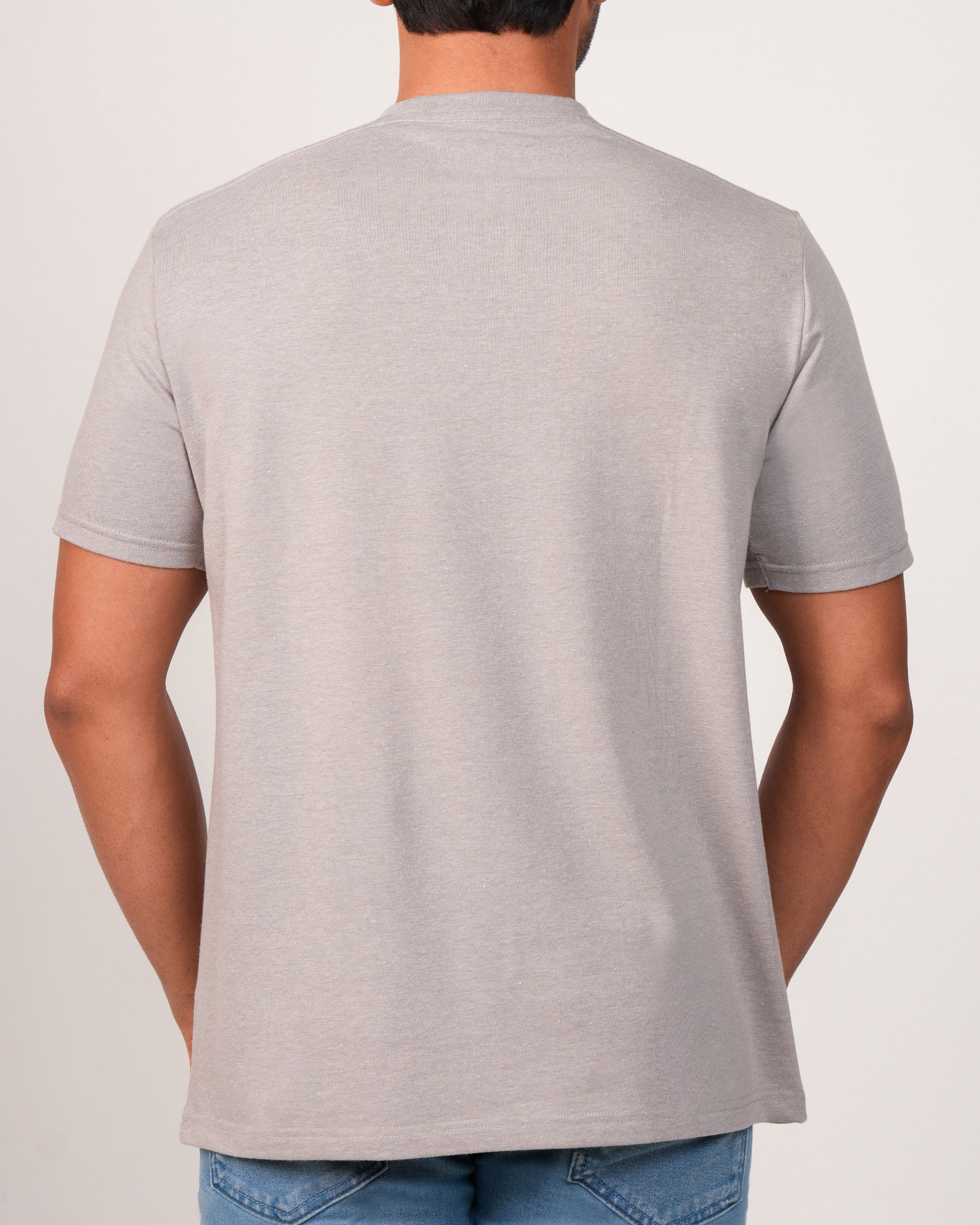 Emerald Crew Neck Plain Slim Fit-Ash