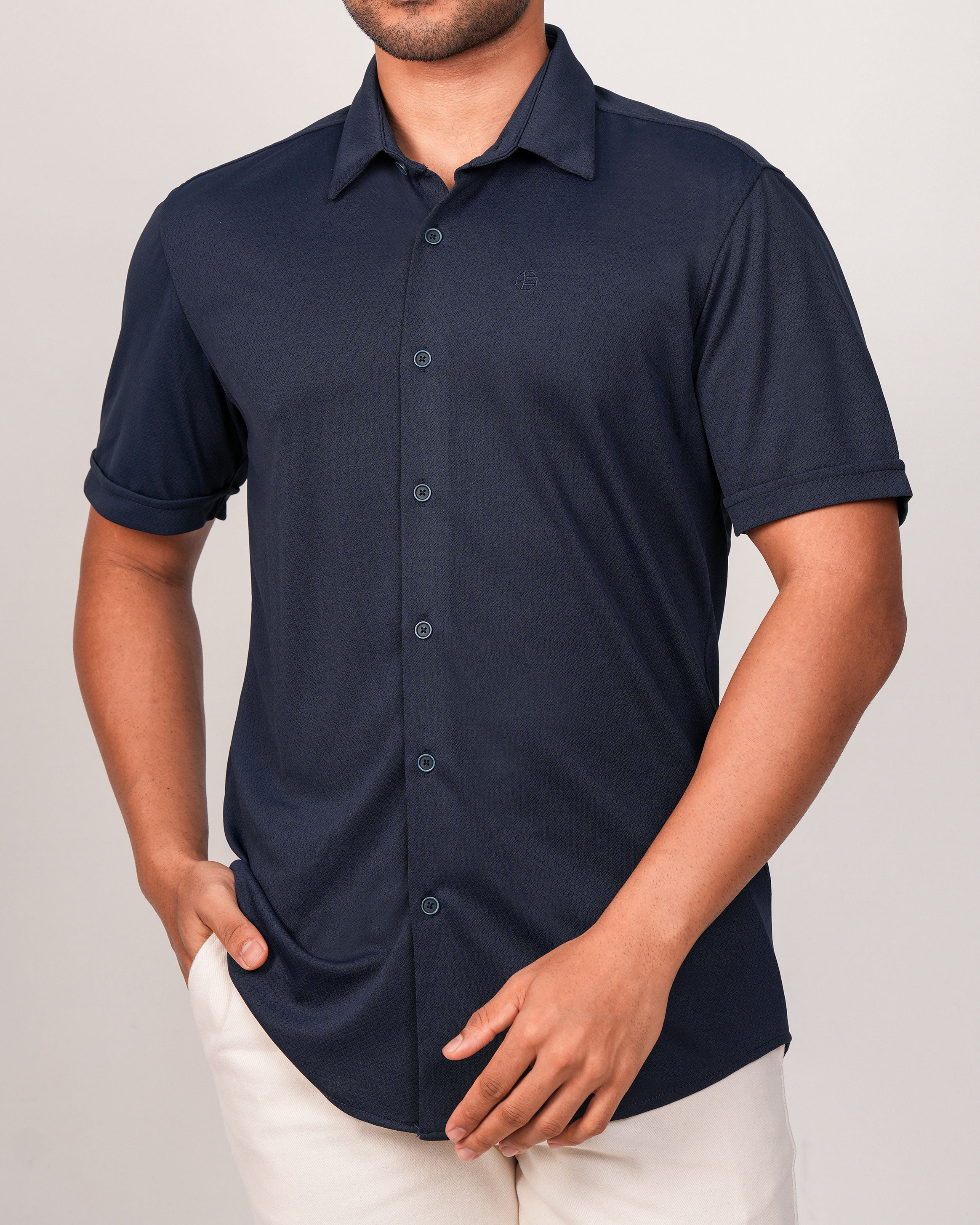 Emerald Casual Jacquard Regular Fit-Insignia Blue