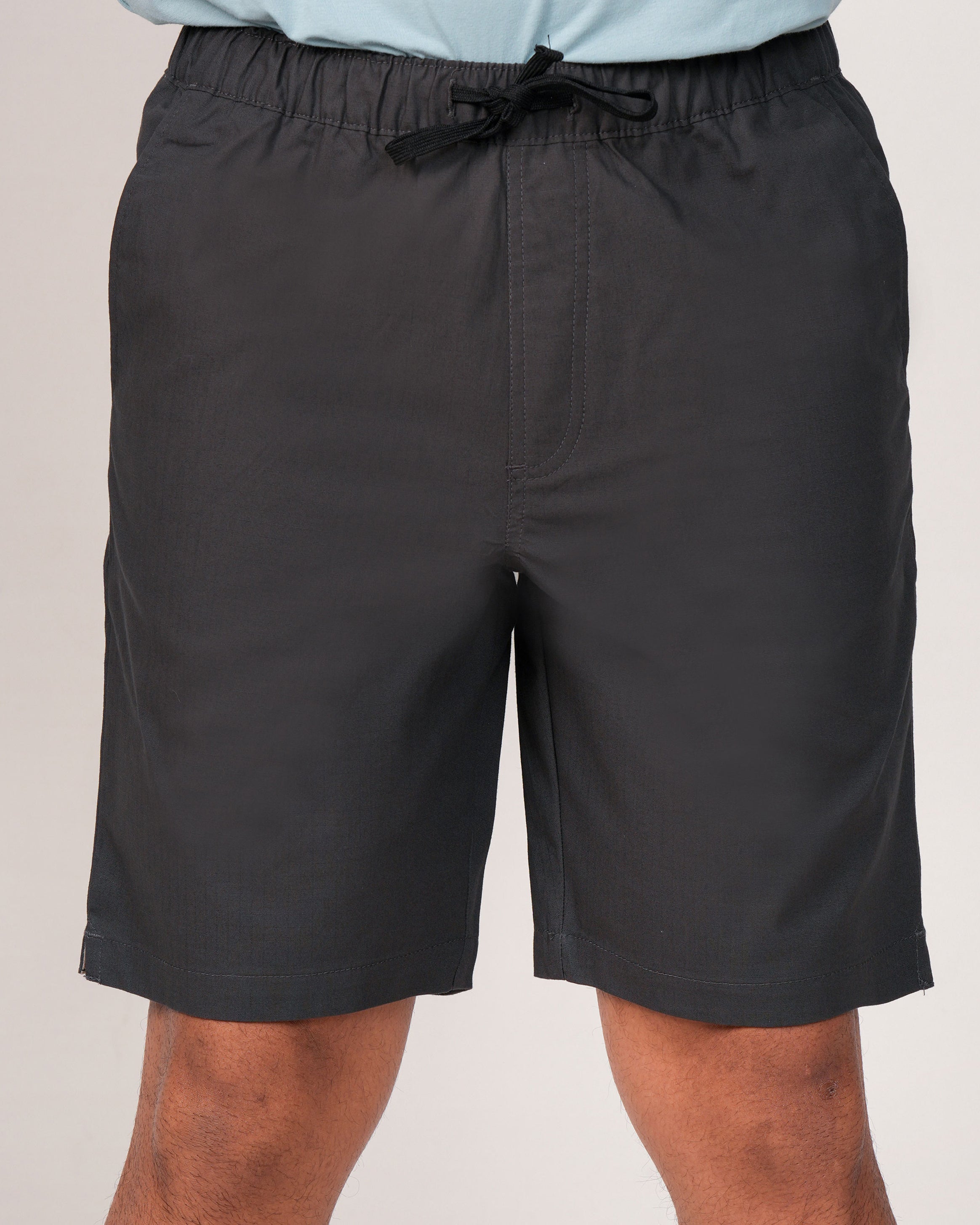 Emerald Chinoz Elasticated Short-Charcoal