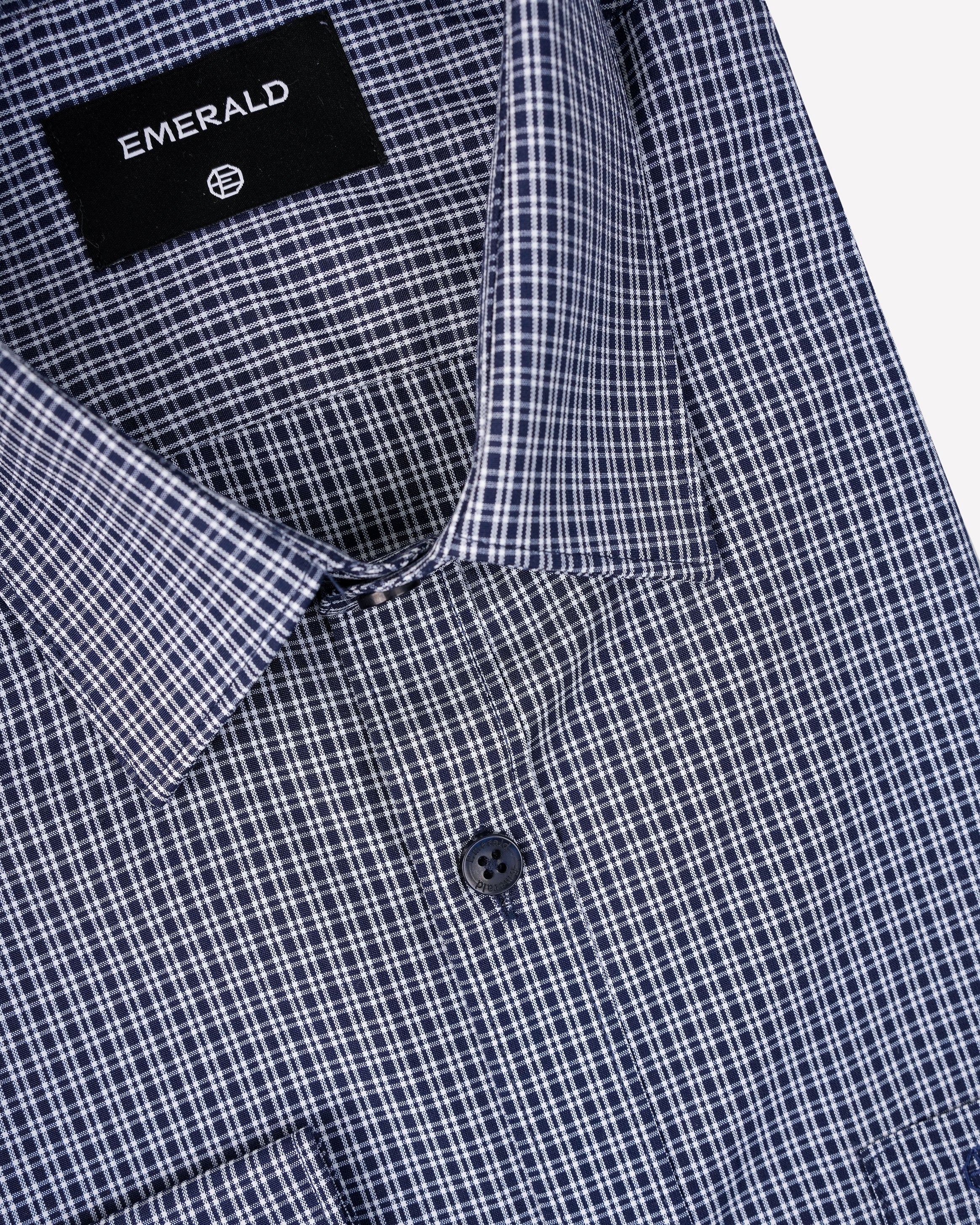 Emerald Formal Checks Slim Fit-Navy