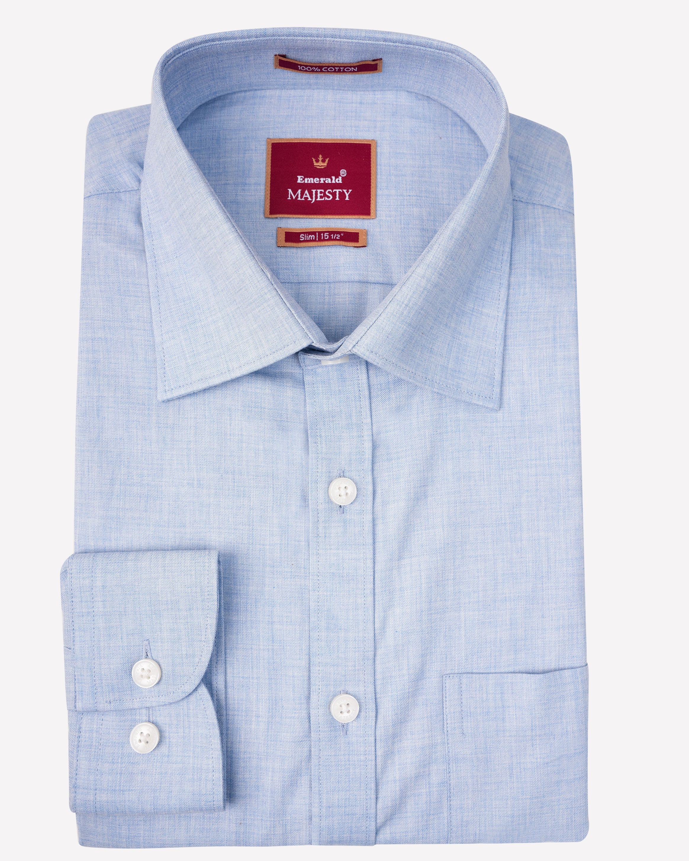 Emerald Majesty Plain Slim Fit-Cashmere Blue