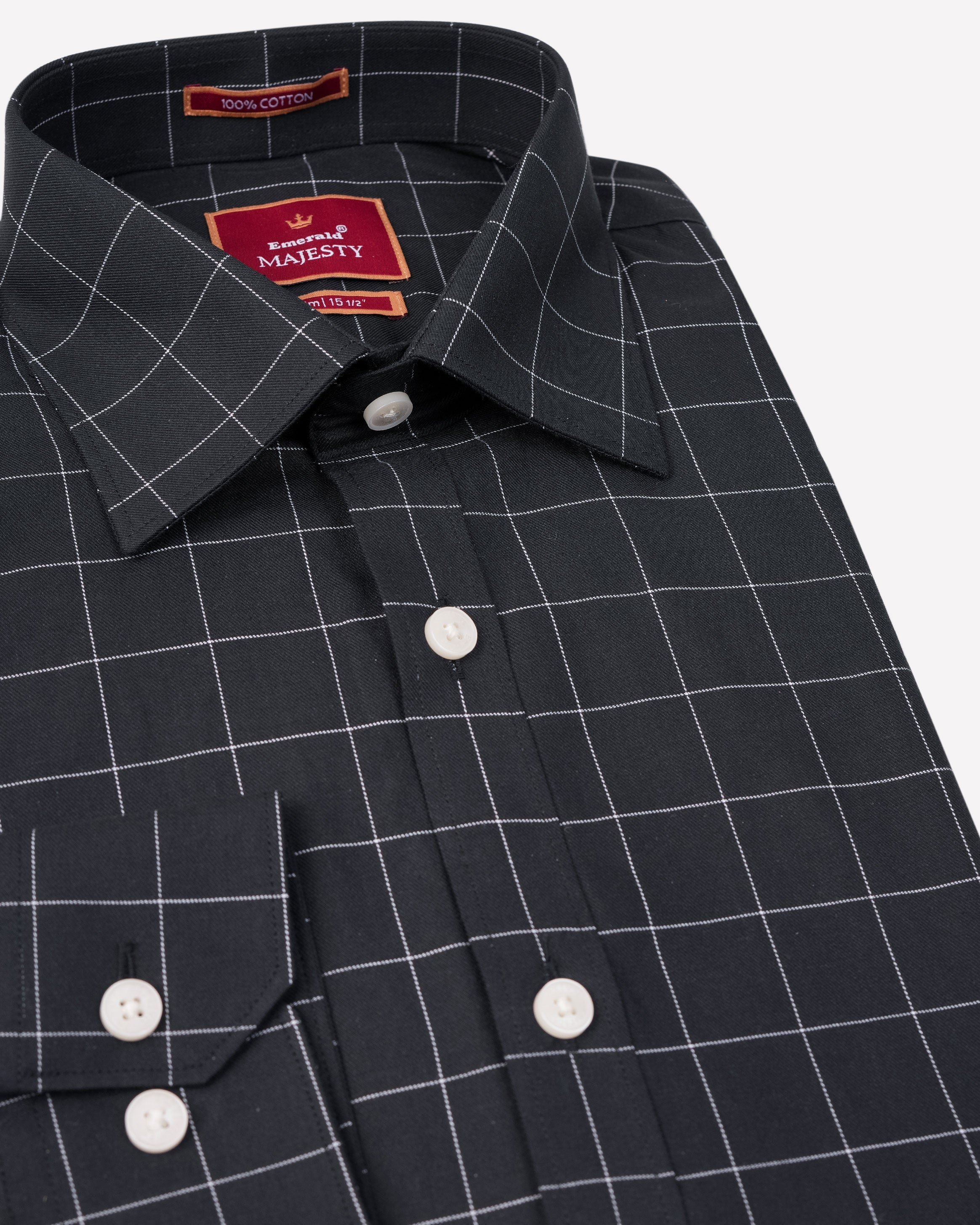 Emerald Majesty Checks Slim Fit-Black