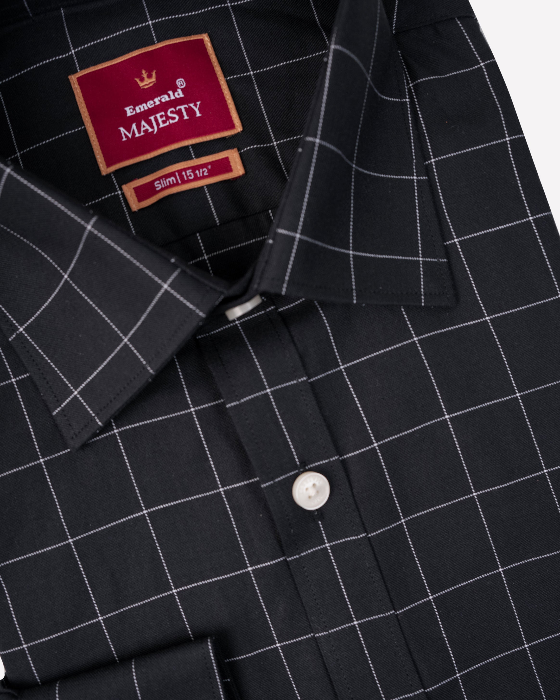 Emerald Majesty Checks Slim Fit-Black