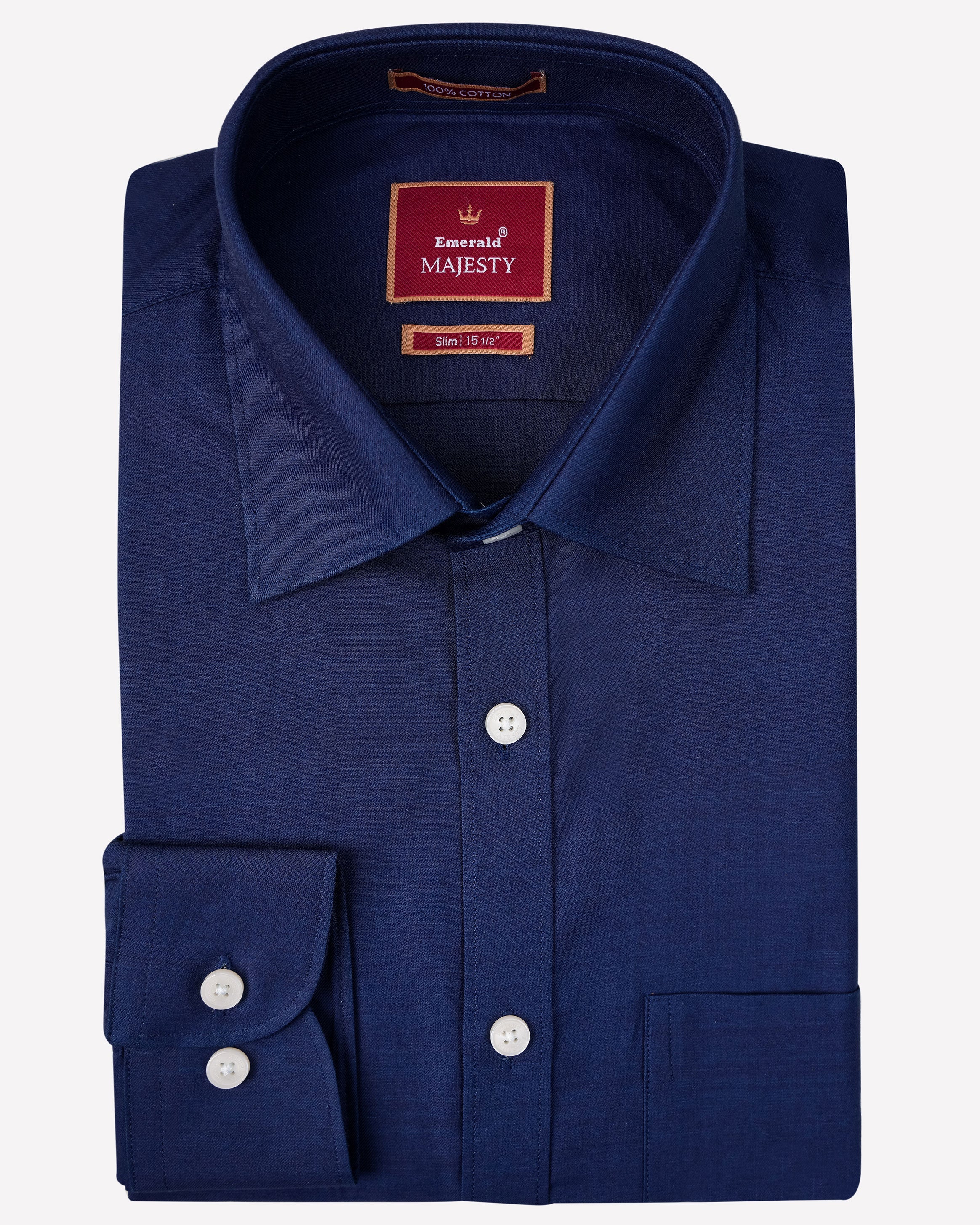 Emerald Majesty Plain Slim Fit-Estate Blue