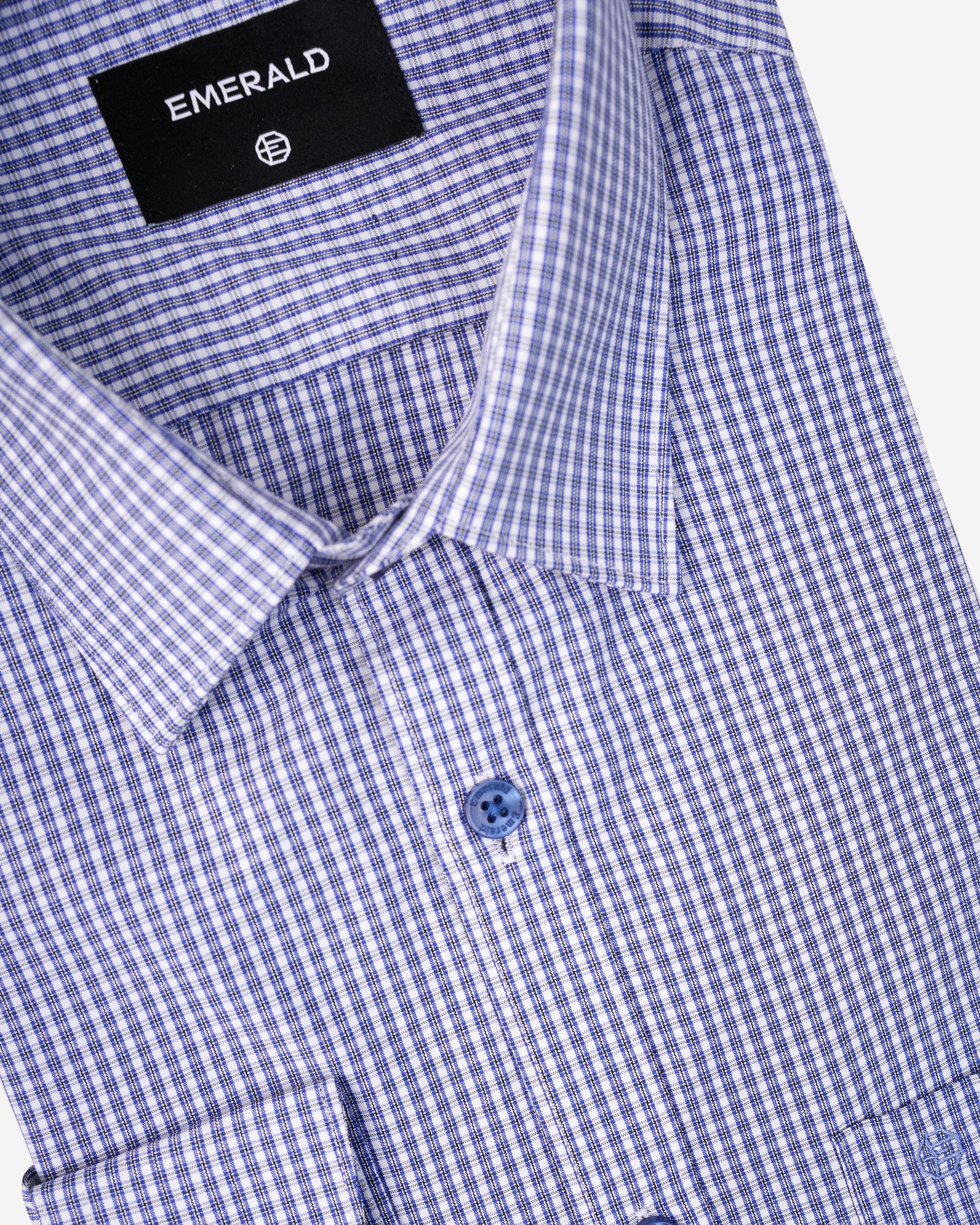 Emerald Formal Checks Slim Fit-True Navy