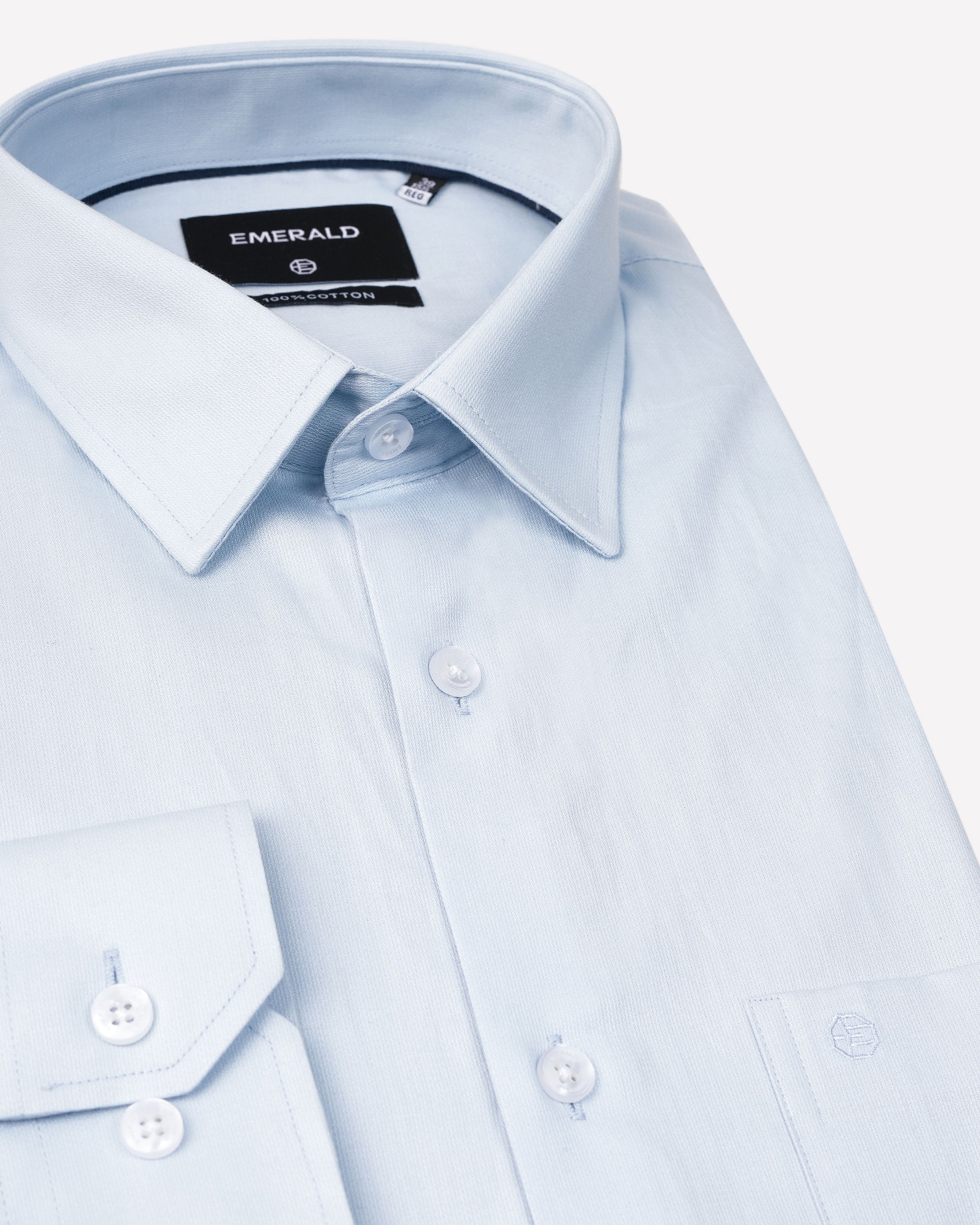 Emerald Evening Plain Regular Fit-Cashmere Blue