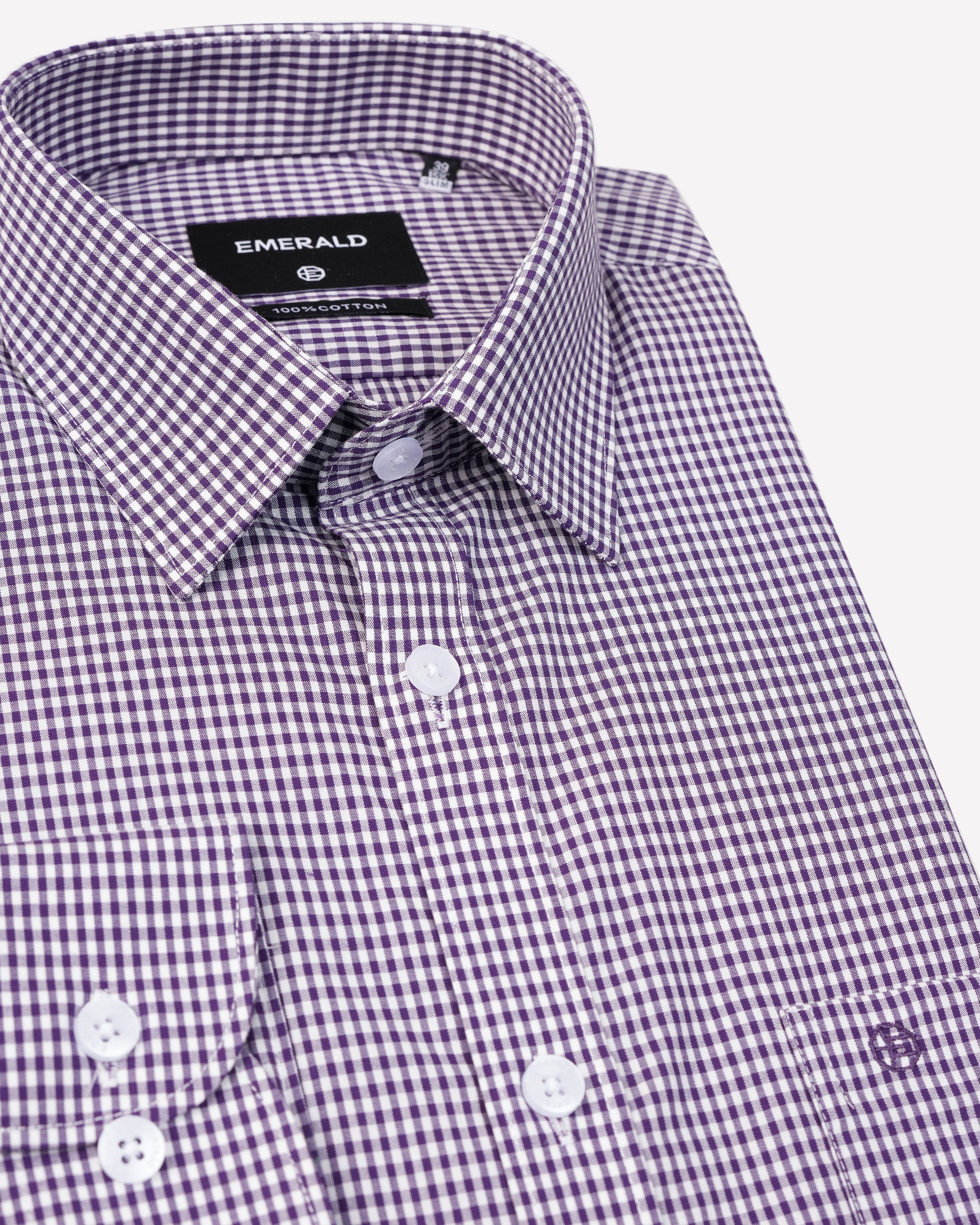 Emerald Formal Micro Checks Slim Fit-Deep Lavender
