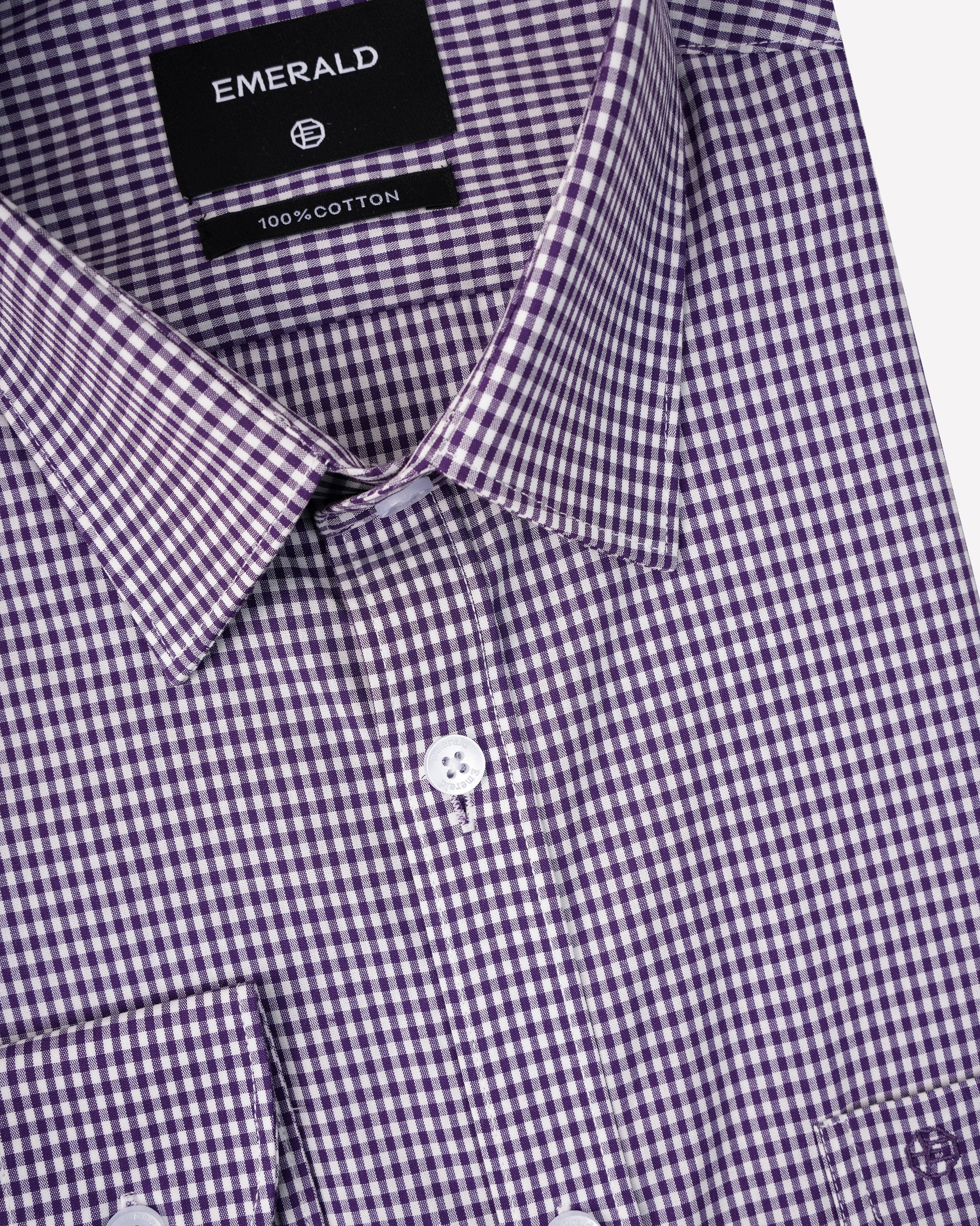 Emerald Formal Micro Checks Slim Fit-Deep Lavender