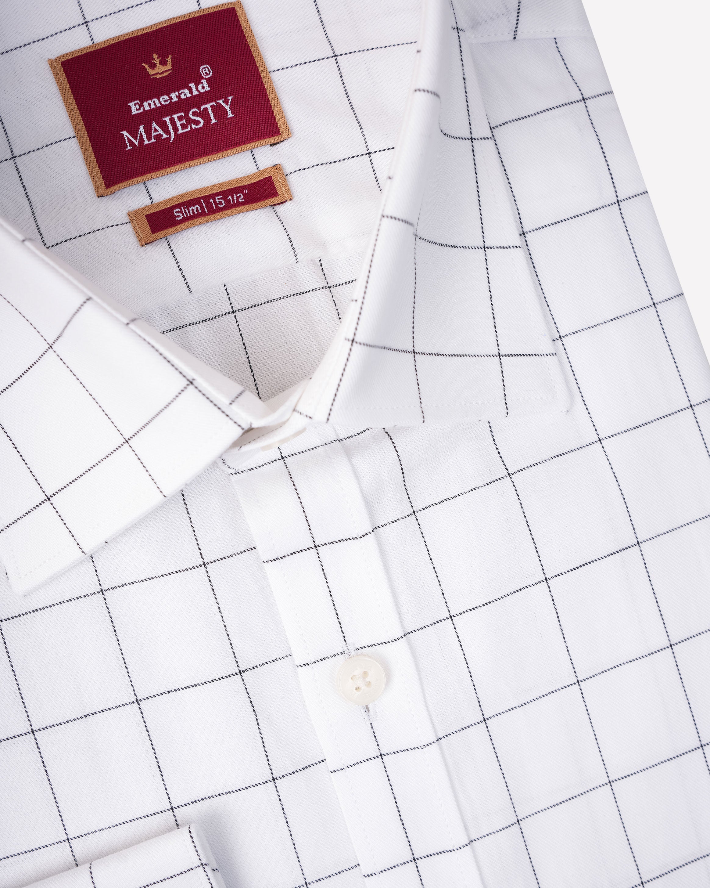 Emerald Majesty Checks Slim Fit-Egret