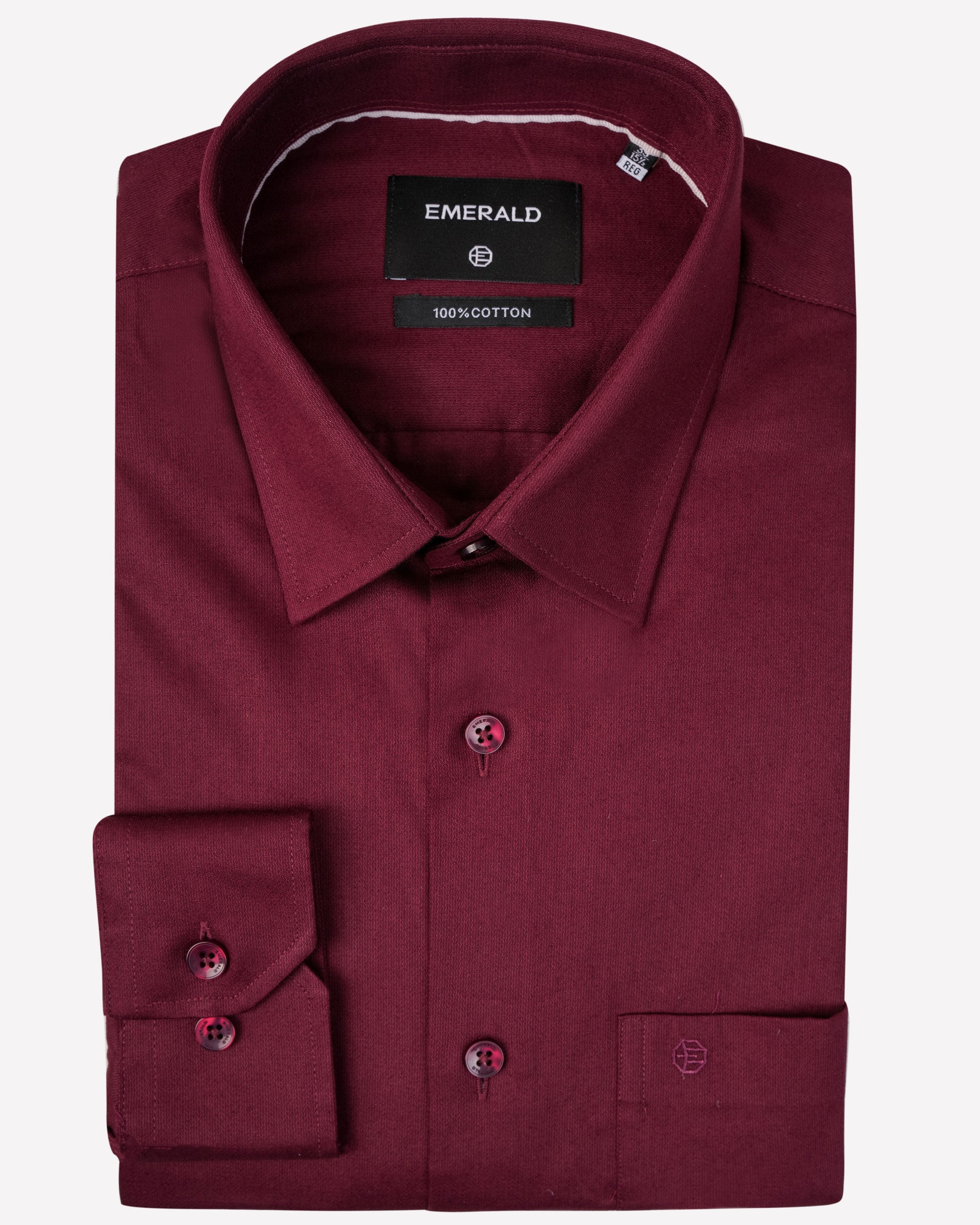 Emerald Evening Plain Regular Fit-True Red
