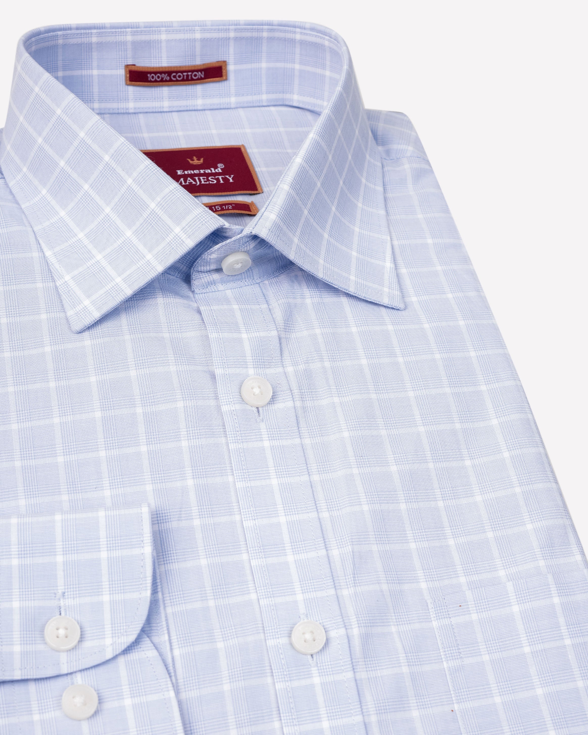 Emerald Majesty Checks Slim Fit-Cashmere Blue