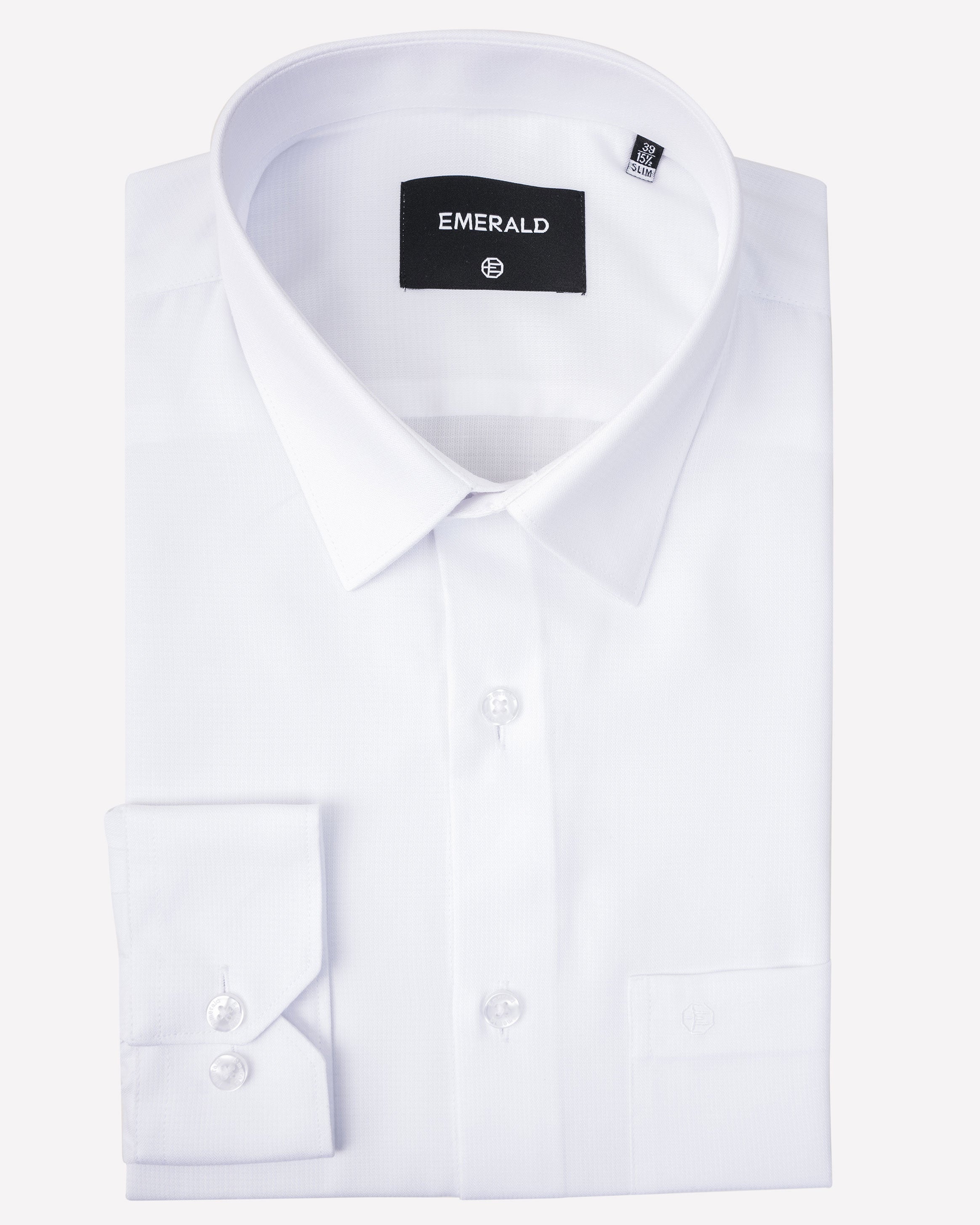 Emerald Formal Dobby Slim Fit-White