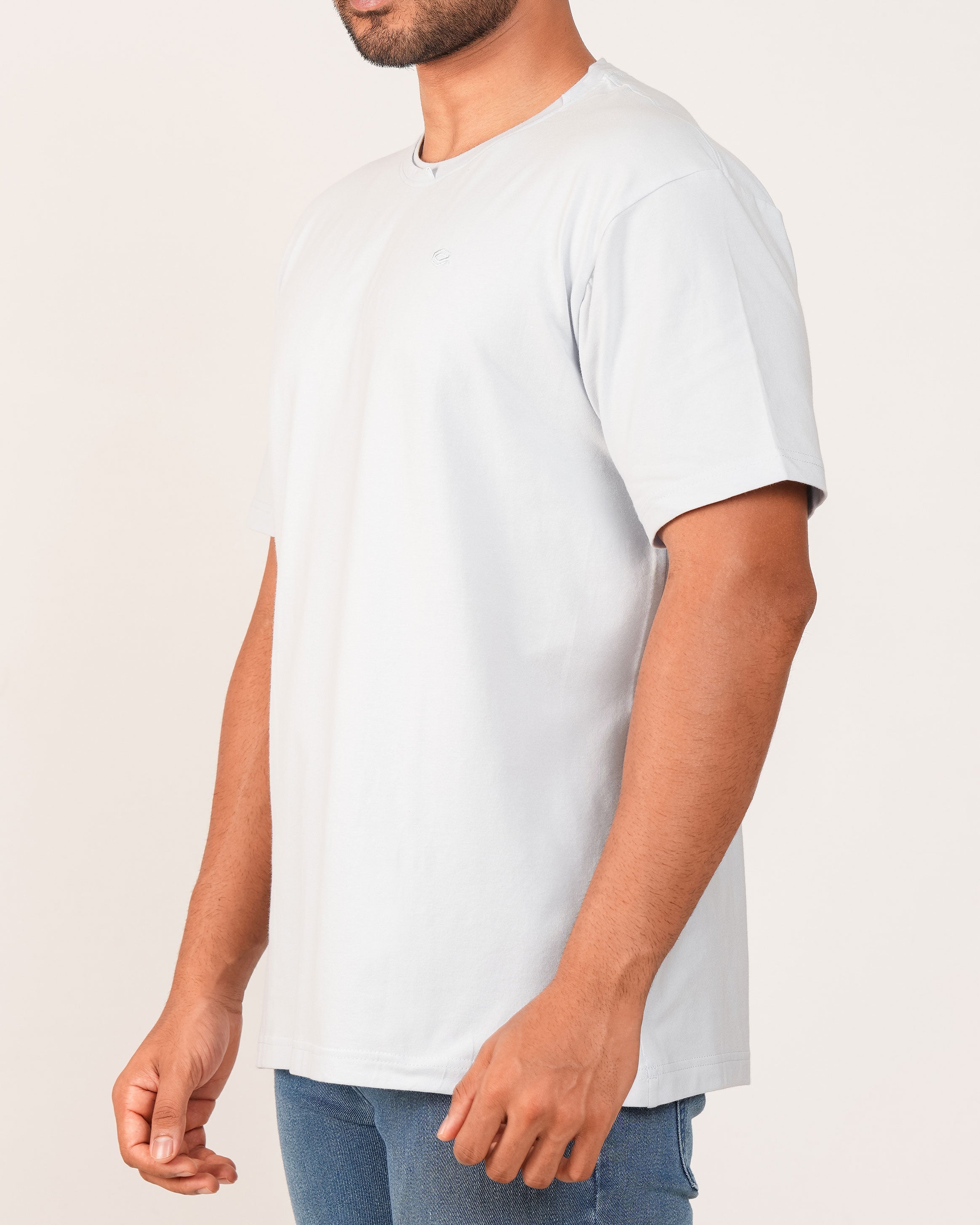 Emerald Oversized Crew Neck Tee - Pastel Blue