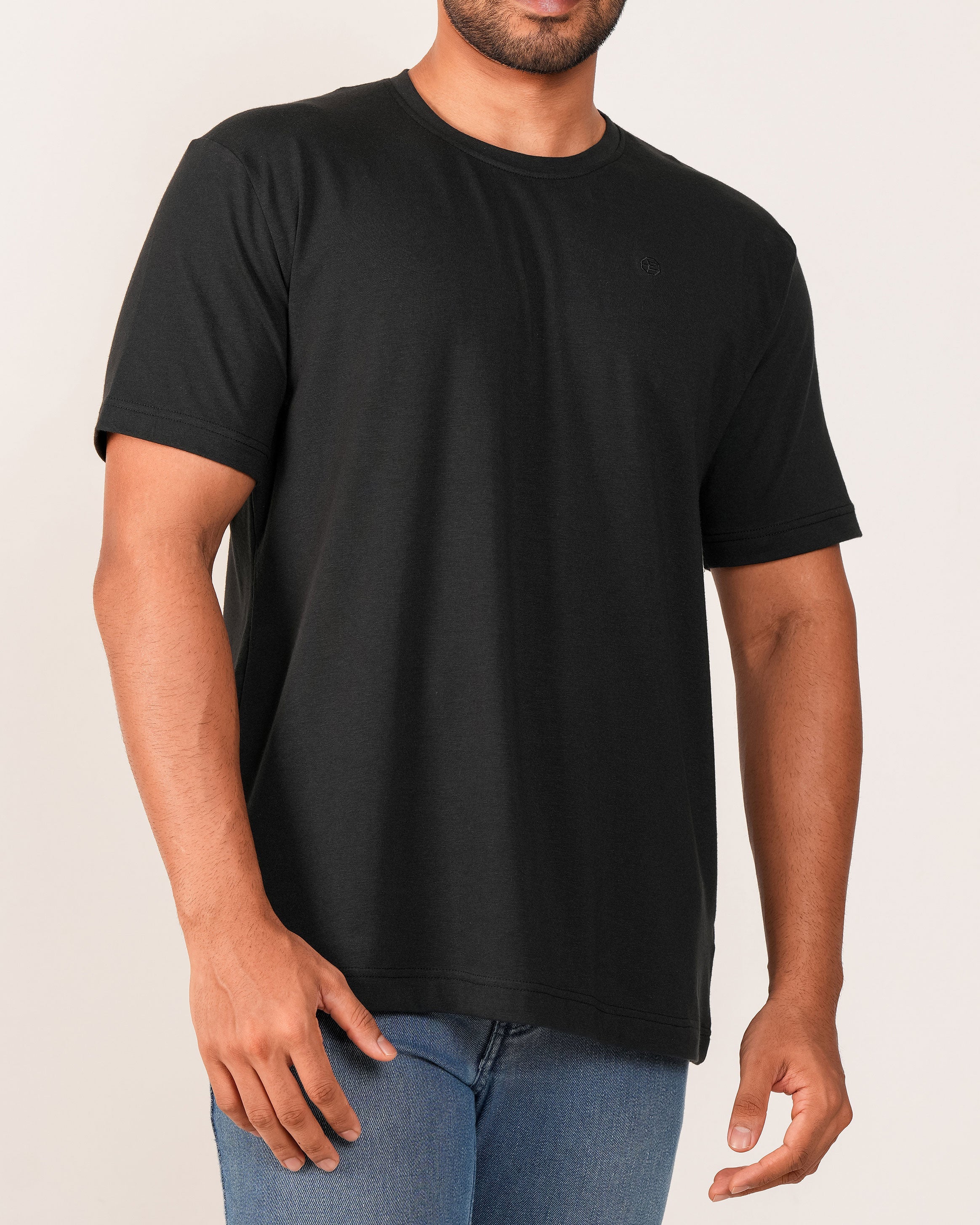 Emerald Crew Neck Tee - Black