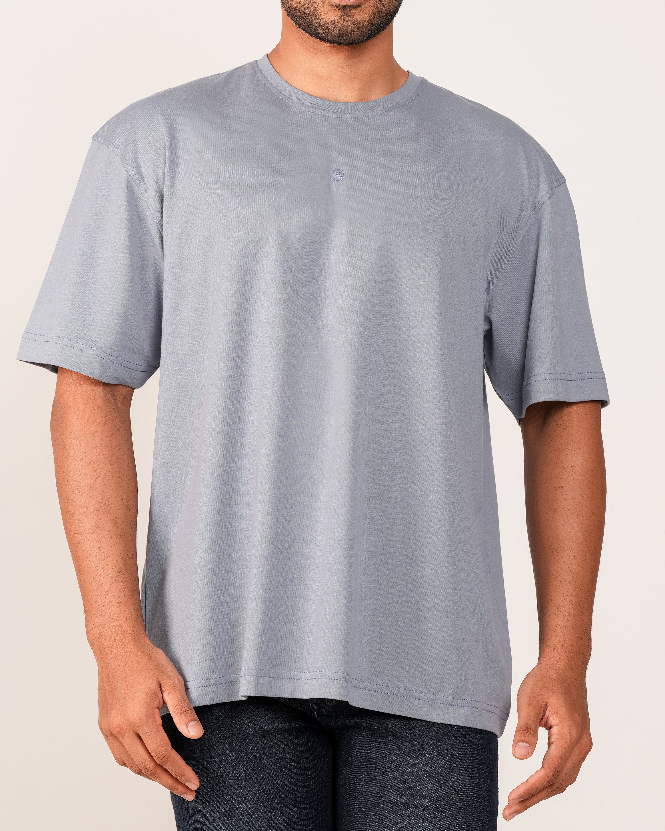 Emerald Oversized Crew Neck Tee-Dapple Grey