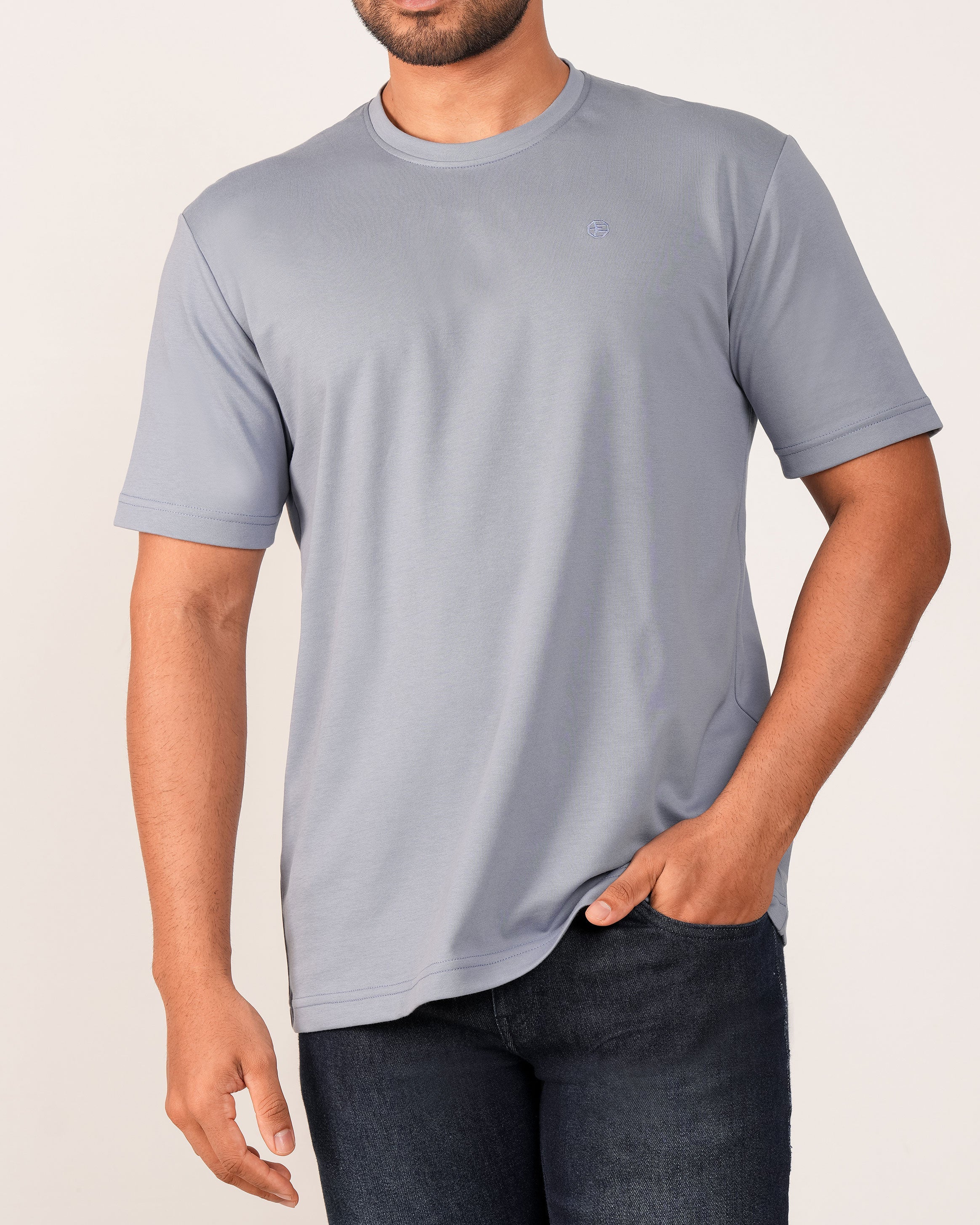 Emerald Crew Neck Tee - Dapple Grey