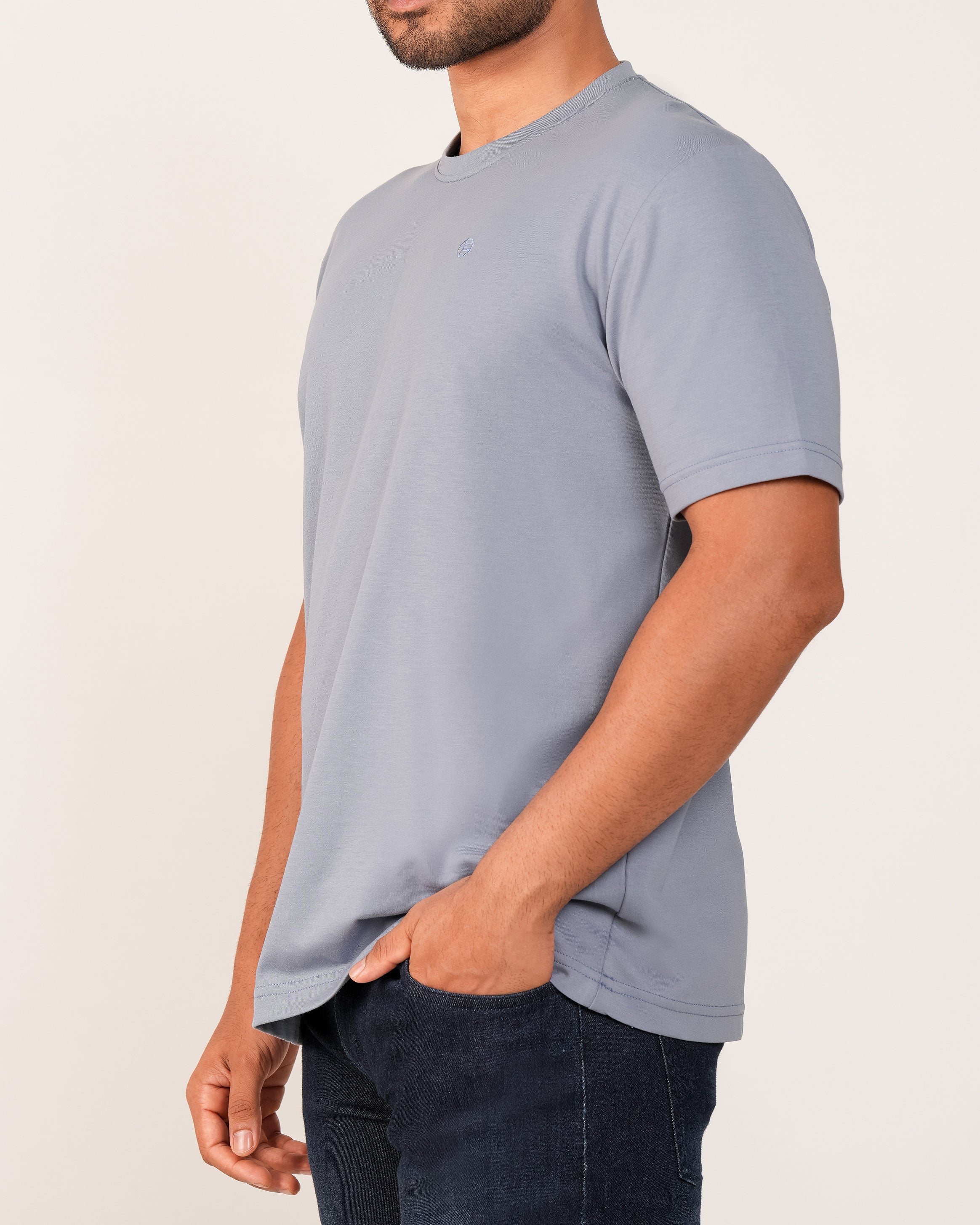 Emerald Crew Neck Tee - Dapple Grey