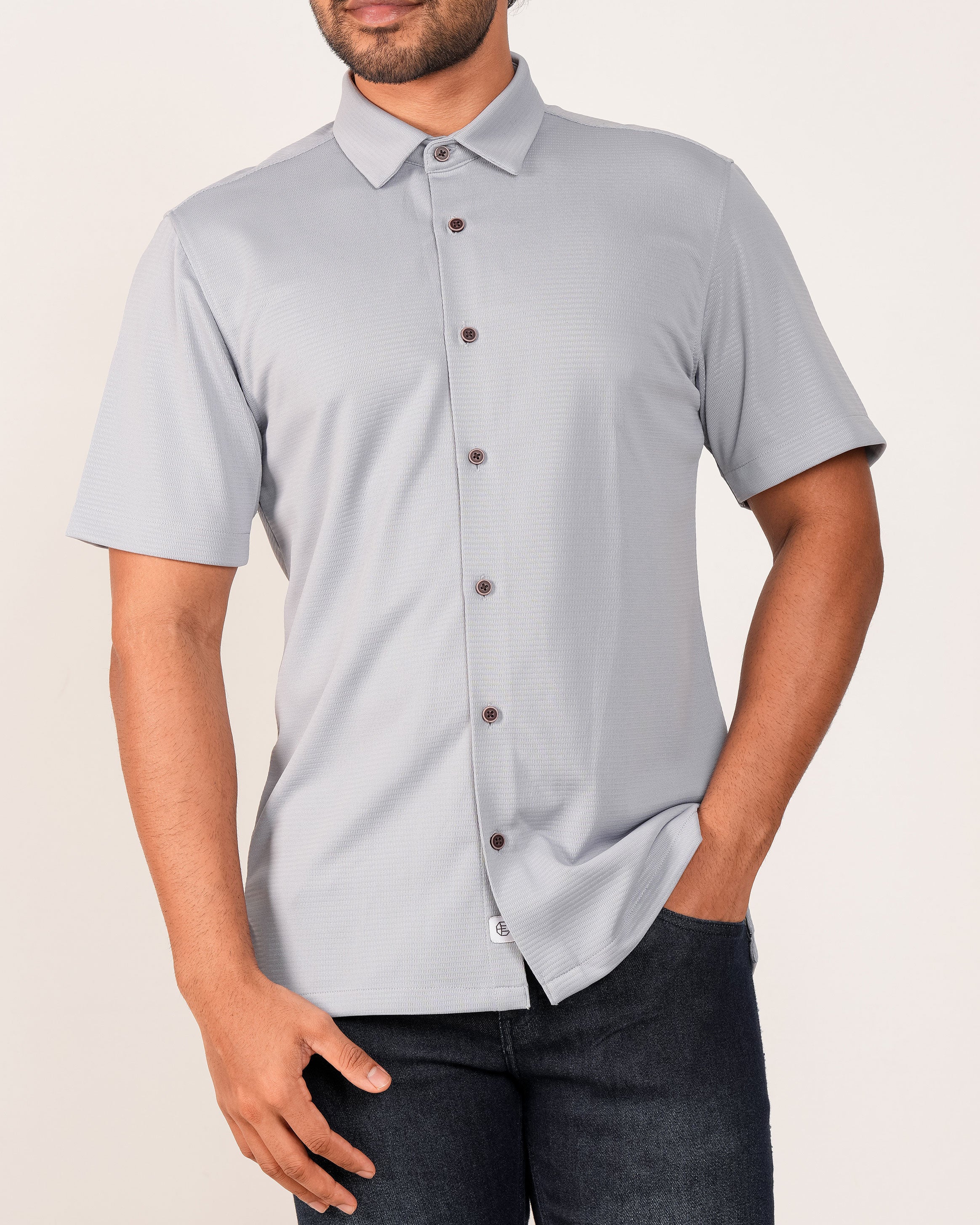 Emerald Causal Regular Fit Knit Shirt - Charcoal