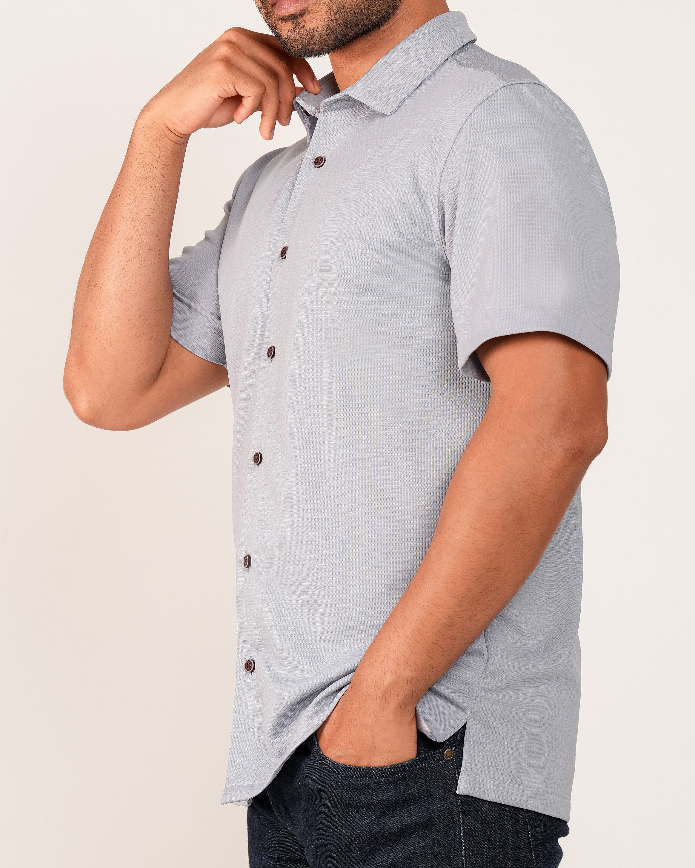 Emerald Causal Regular Fit Knit Shirt - Charcoal